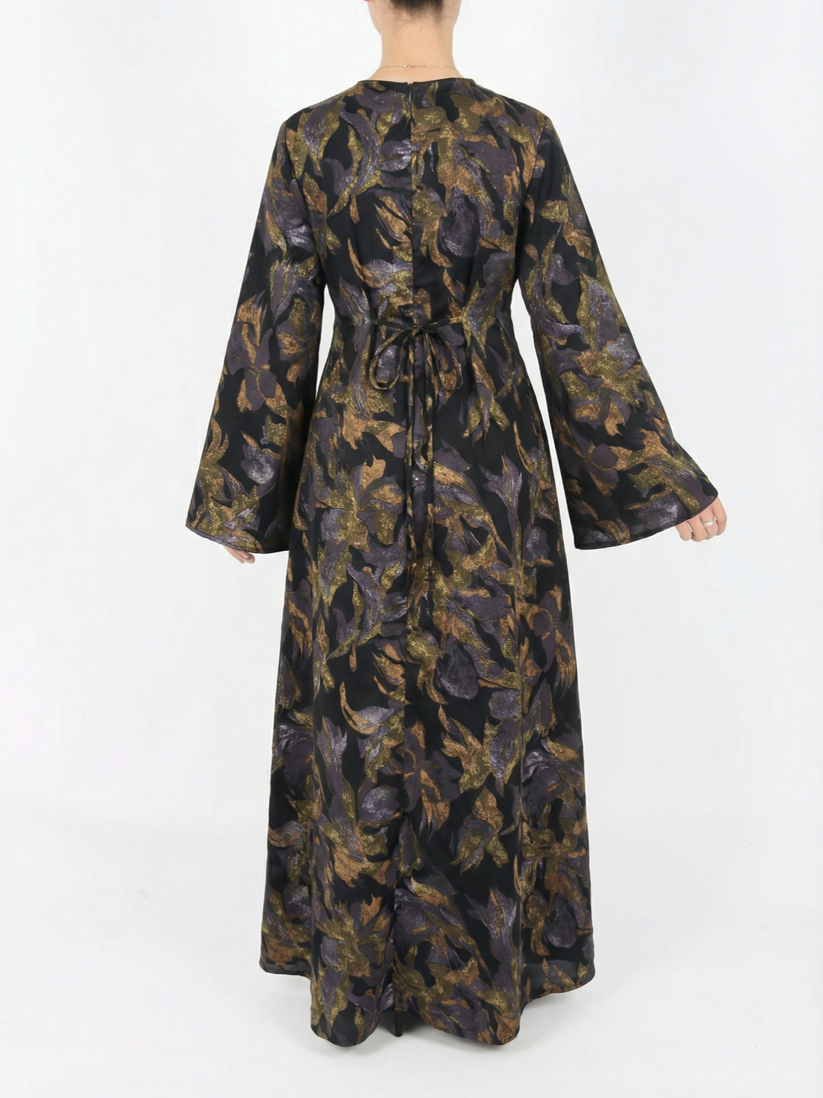 FUMIDAR Dalia Side-Tie Maxi Dress in Purple Botanical — view 2