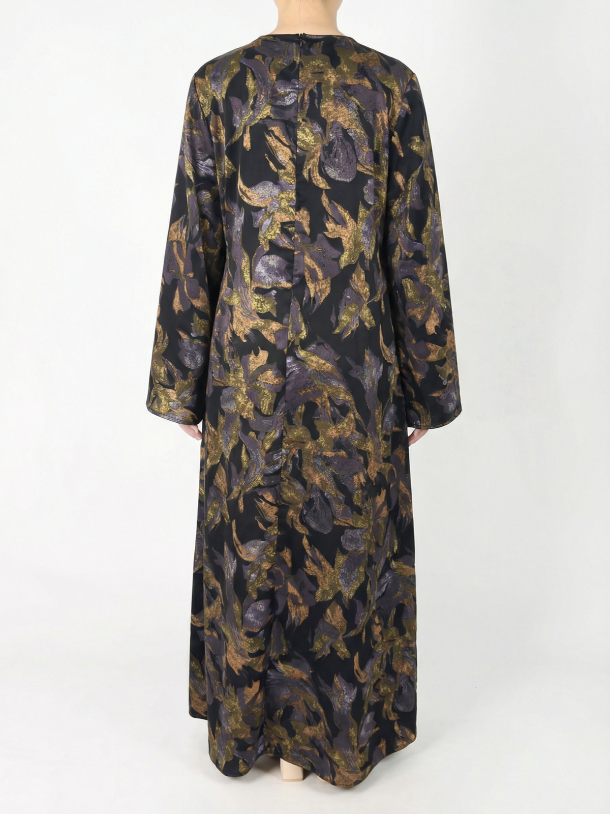 FUMIDAR Dalia Side-Tie Maxi Dress in Purple Botanical — view 5