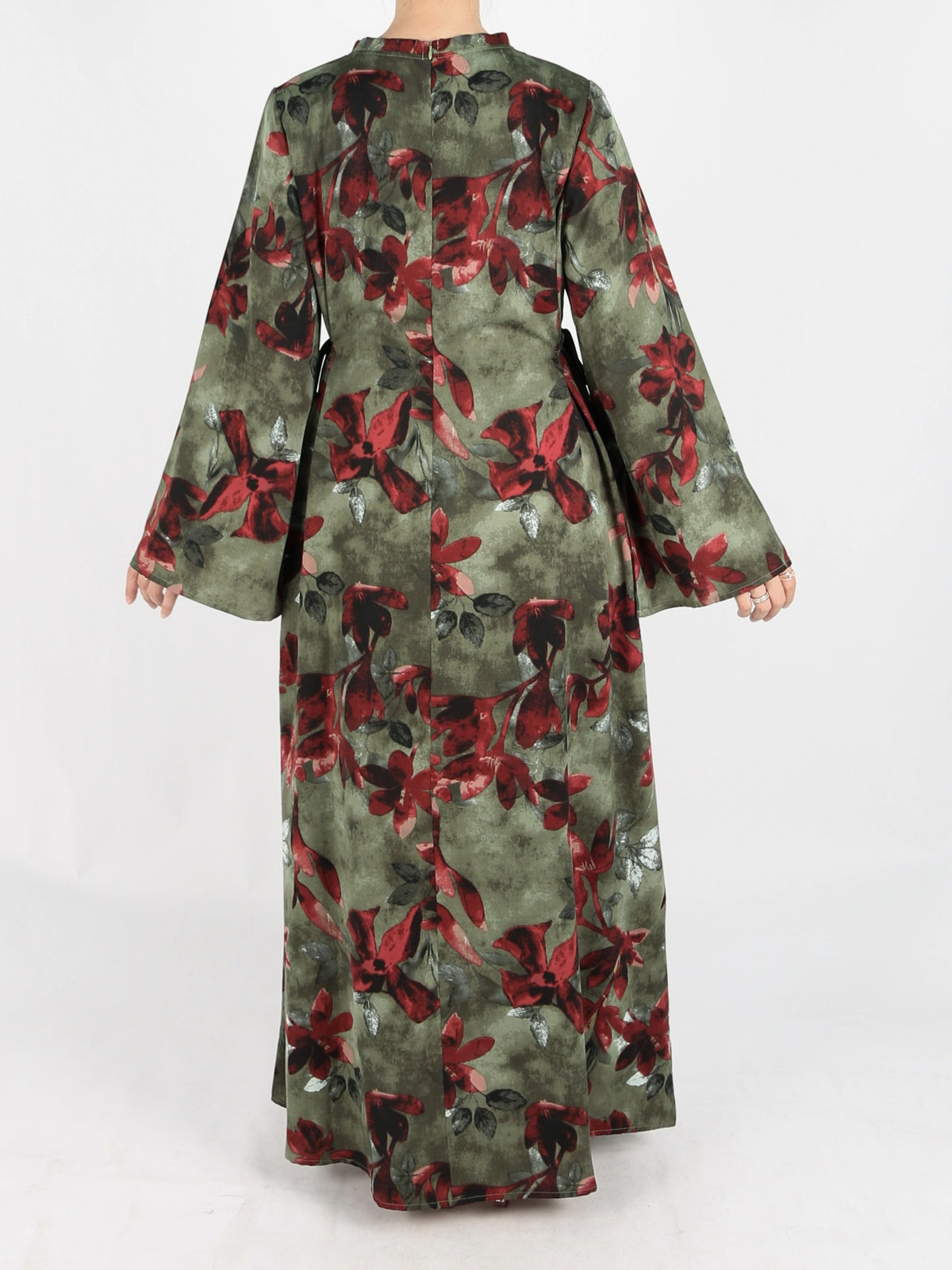 FUMIDAR Dalia Side-Tie Maxi Dress in Red Floral — view 2