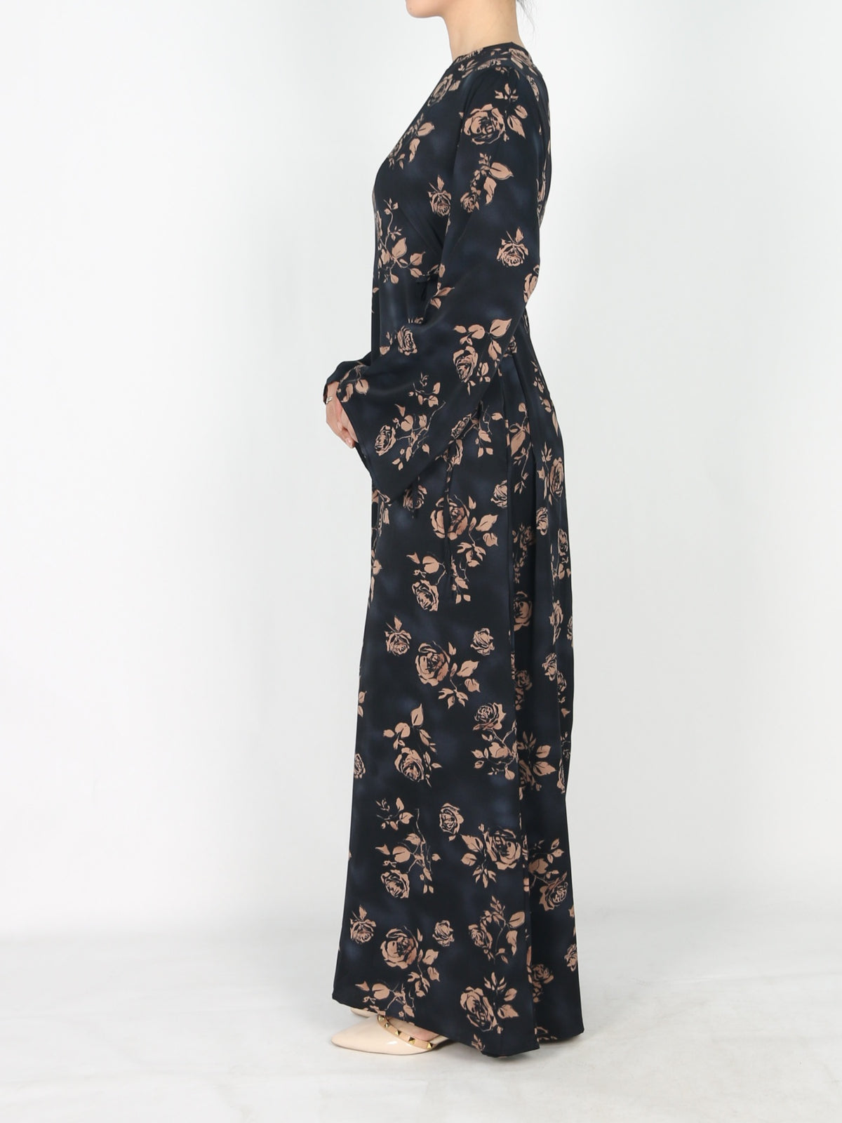 FUMIDAR Dalia Side-Tie Maxi Dress in Rose Floral — view 4