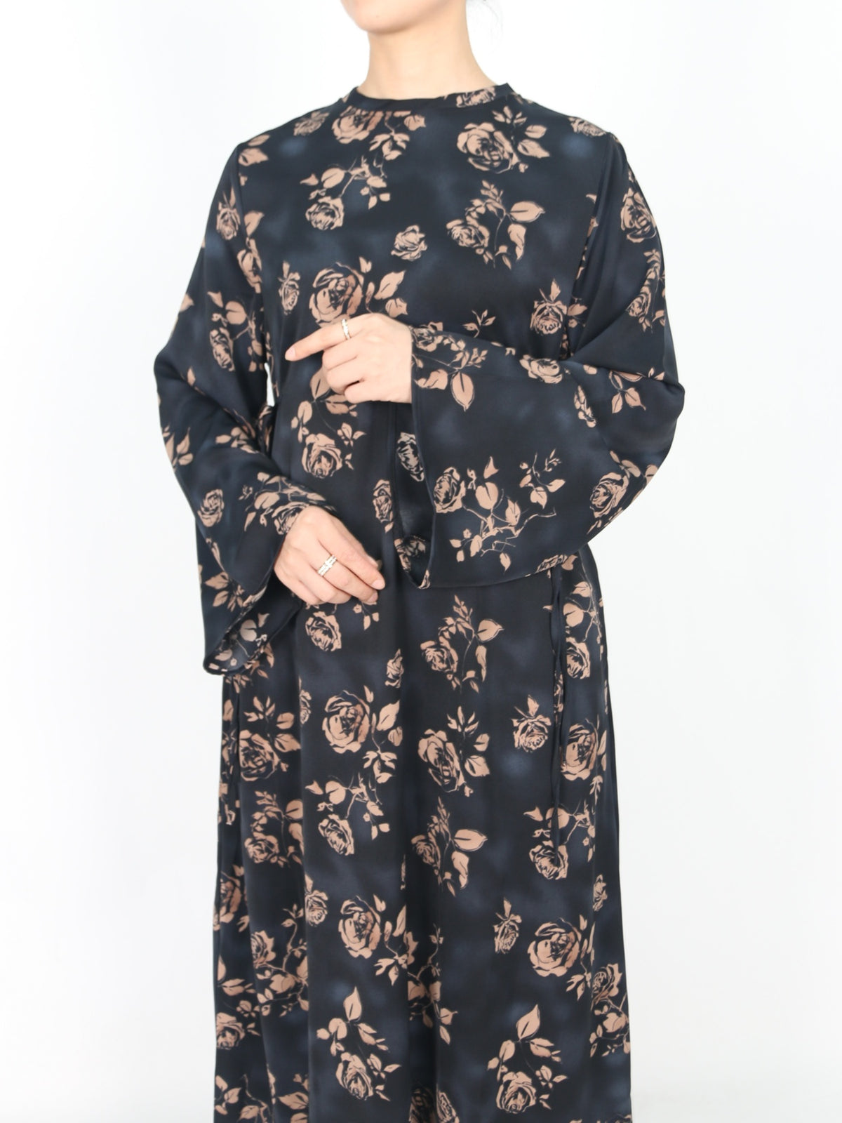 FUMIDAR Dalia Side-Tie Maxi Dress in Rose Floral — view 6