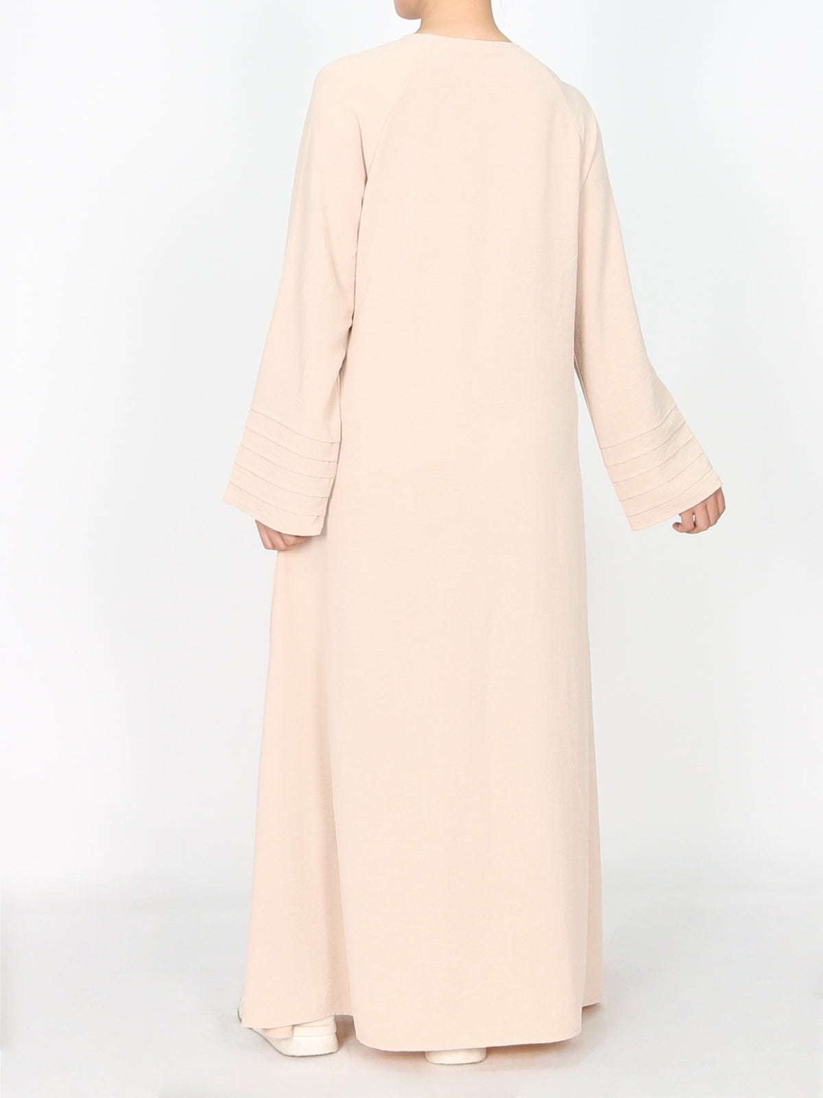 FUMIDAR Salma Pleated-Cuff Abaya in Apricot — view 5