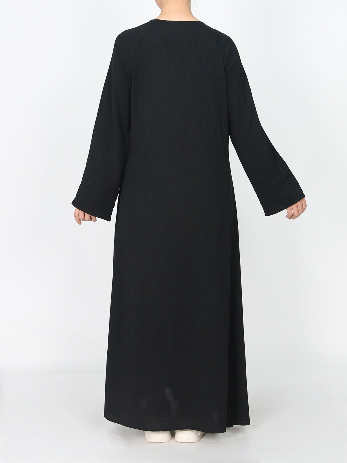 FUMIDAR Salma Pleated-Cuff Abaya in Black — view 6