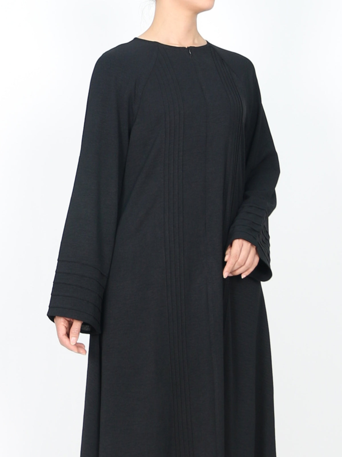 FUMIDAR Salma Pleated-Cuff Abaya in Black — view 7