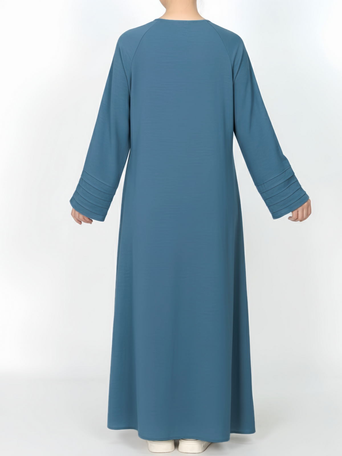 FUMIDAR Salma Pleated-Cuff Abaya in Blue — view 3