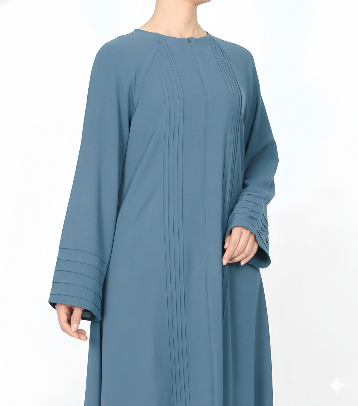 FUMIDAR Salma Pleated-Cuff Abaya in Blue — view 4