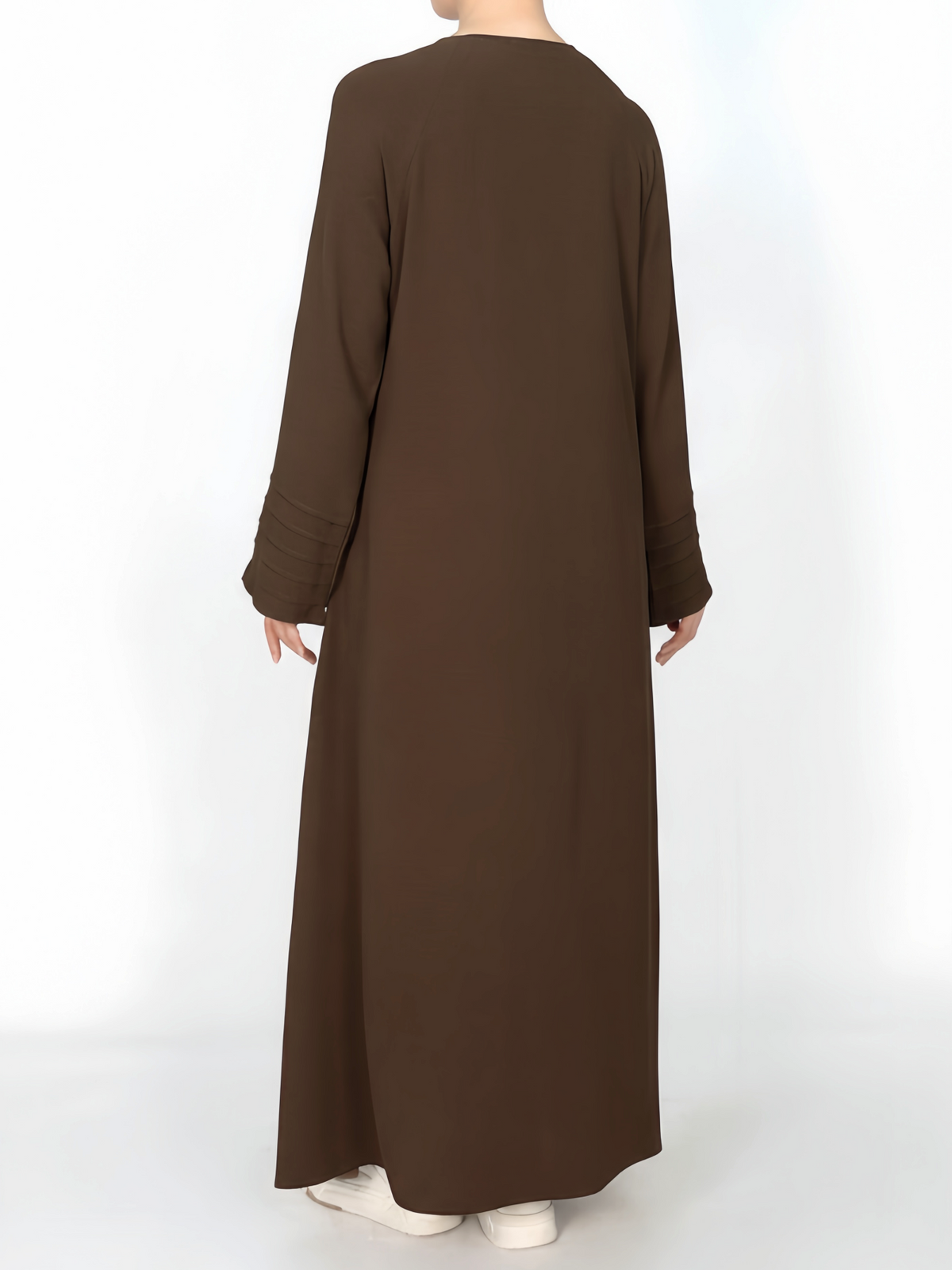 FUMIDAR Salma Pleated-Cuff Abaya in Coffee Brown — view 3