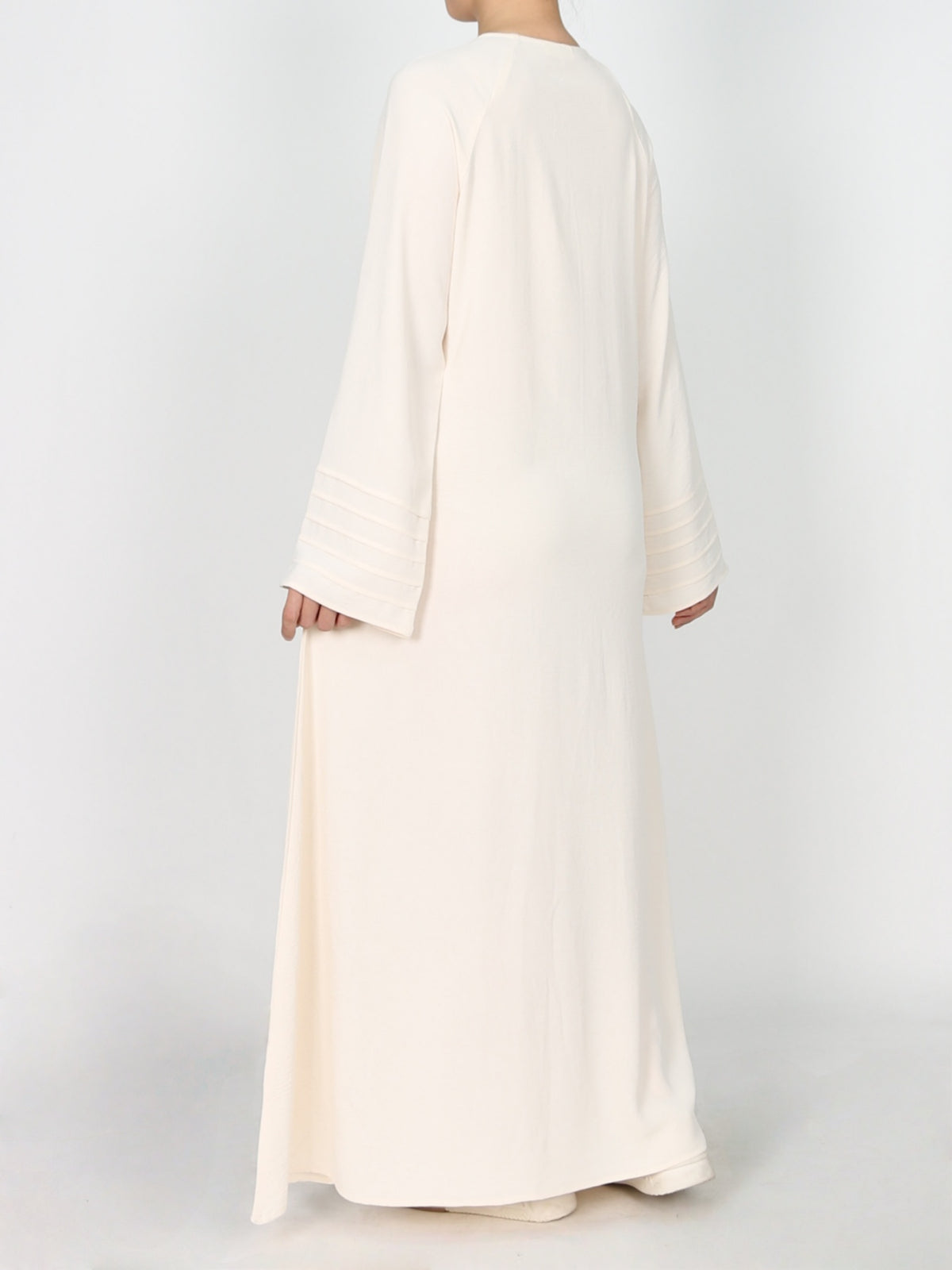 FUMIDAR Salma Pleated-Cuff Abaya in Ivory — view 3