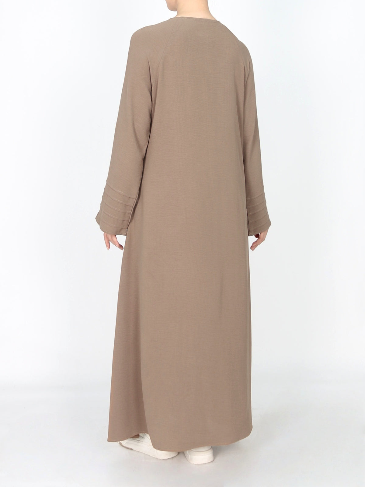 FUMIDAR Salma Pleated-Cuff Abaya in Khaki — view 3