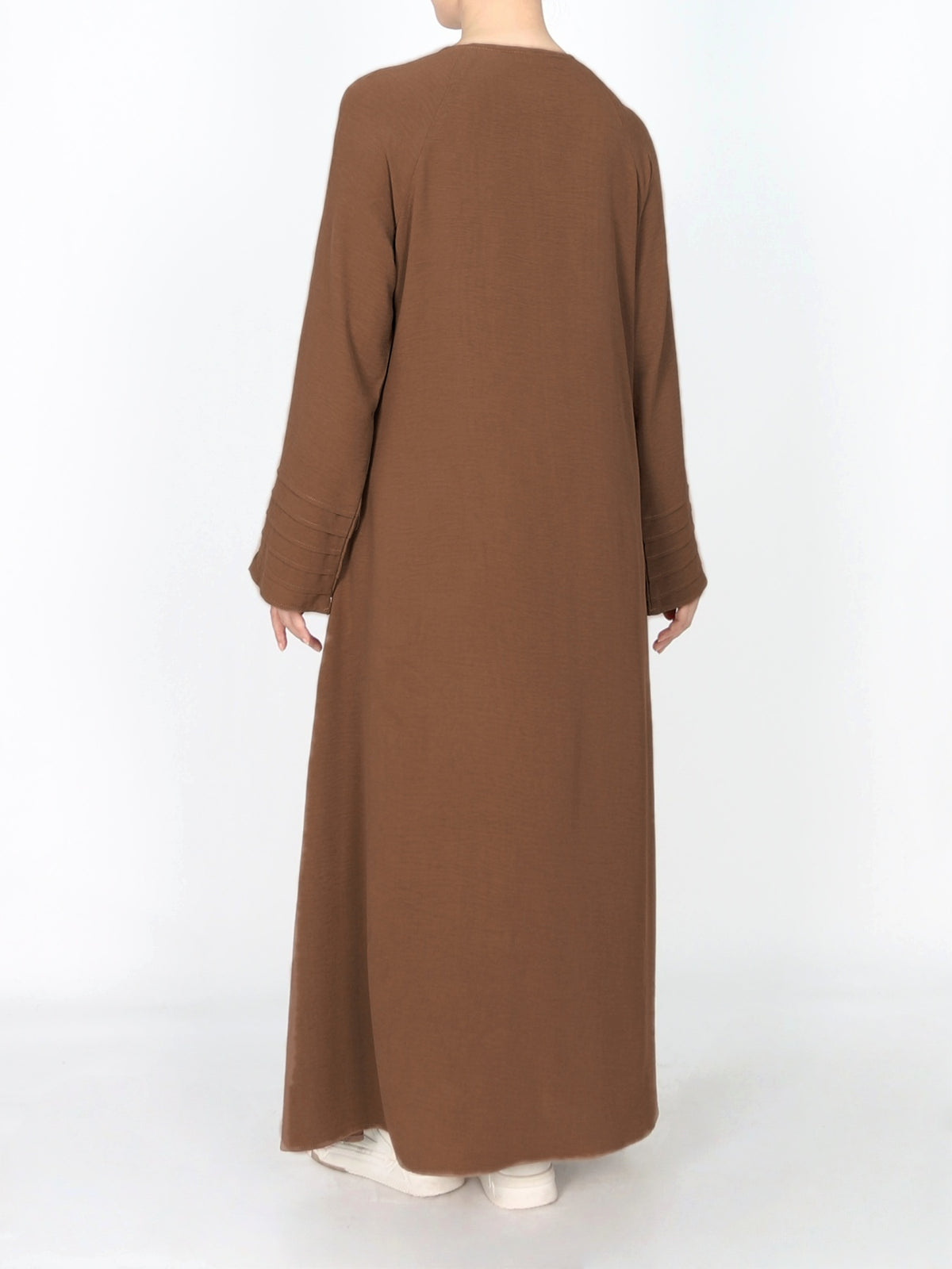 FUMIDAR Salma Pleated-Cuff Abaya in Light Brown — view 5
