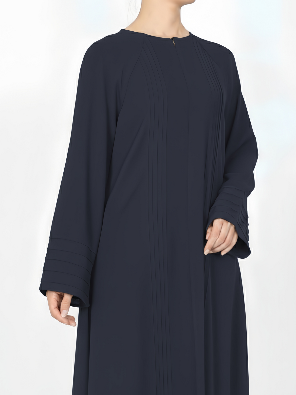 FUMIDAR Salma Pleated-Cuff Abaya in Navy — view 4