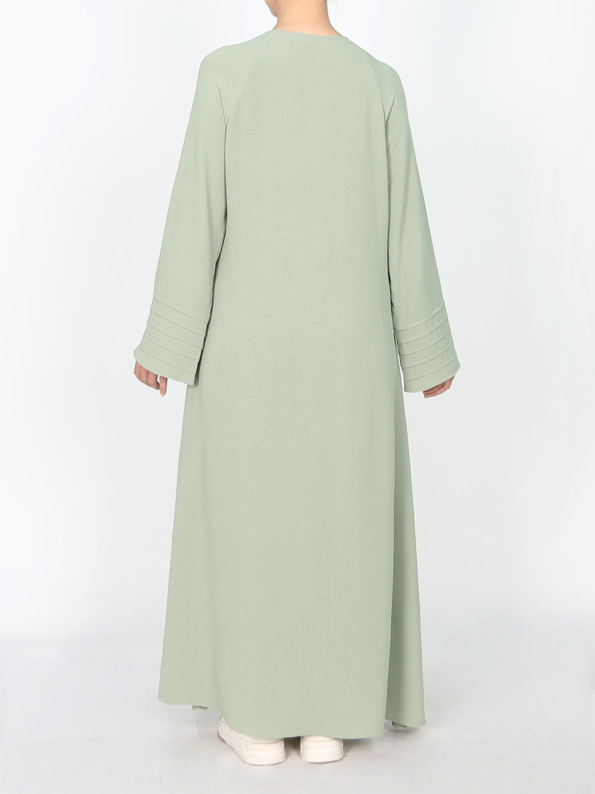 FUMIDAR Salma Pleated-Cuff Abaya in Sage Green — view 4