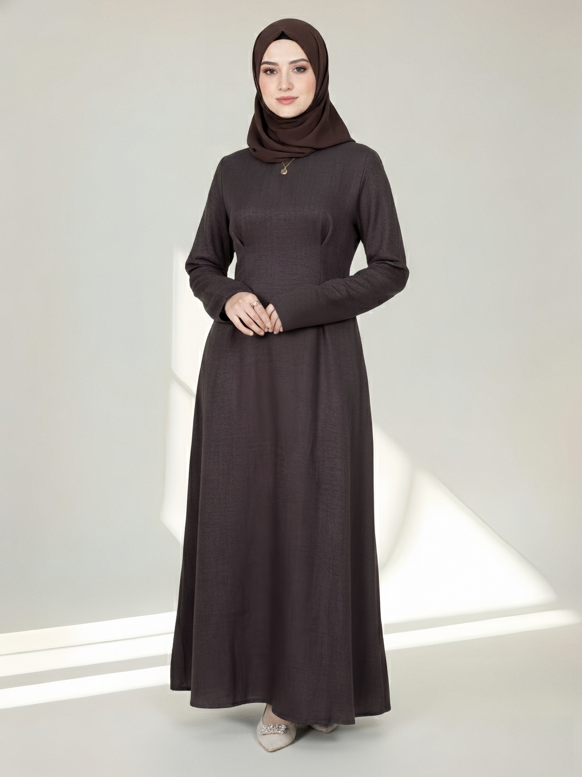 FUMIDAR Mariam Lace-Back Maxi Dress in Brown — view 1