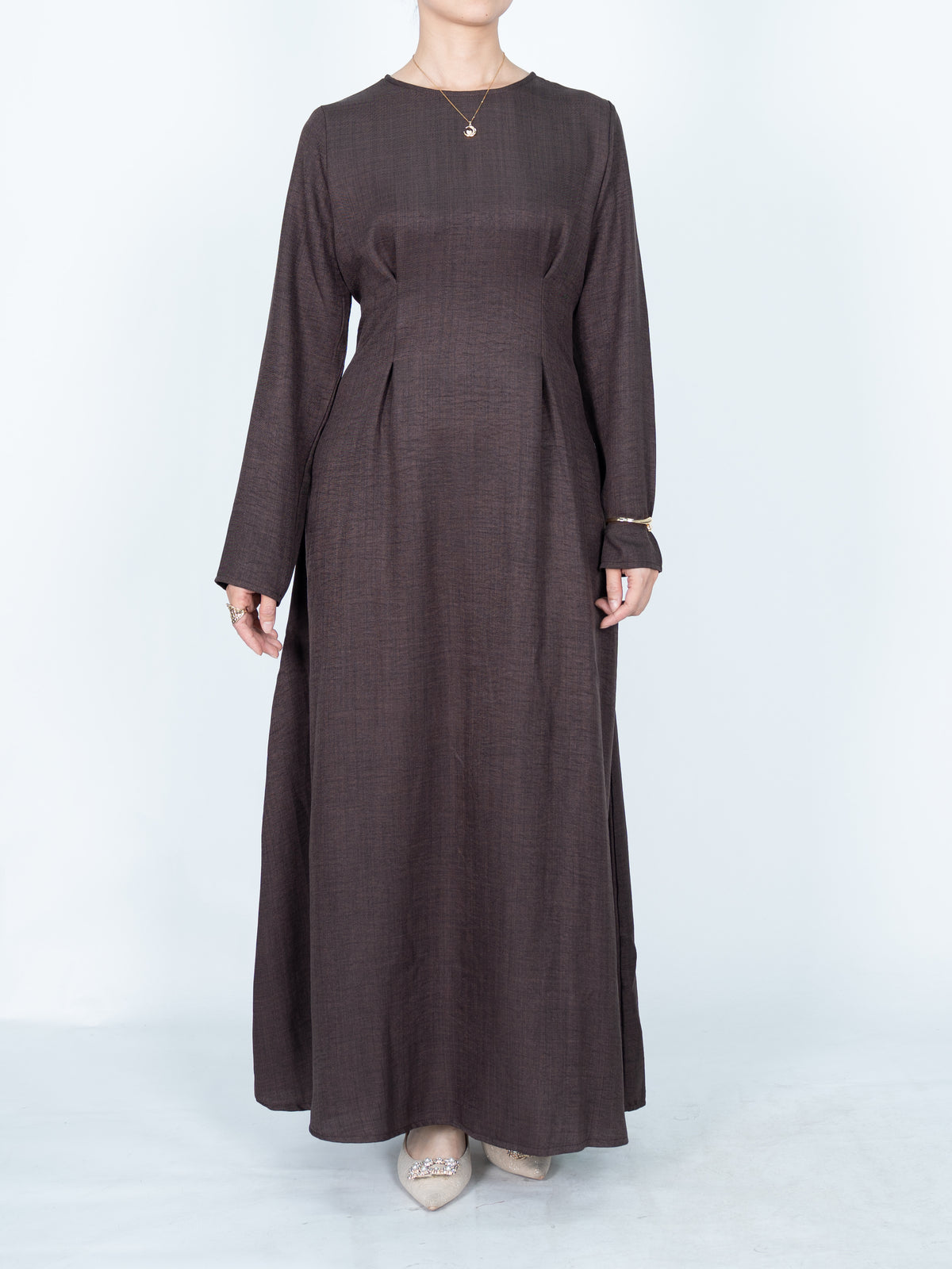 FUMIDAR Mariam Lace-Back Maxi Dress in Brown — view 3