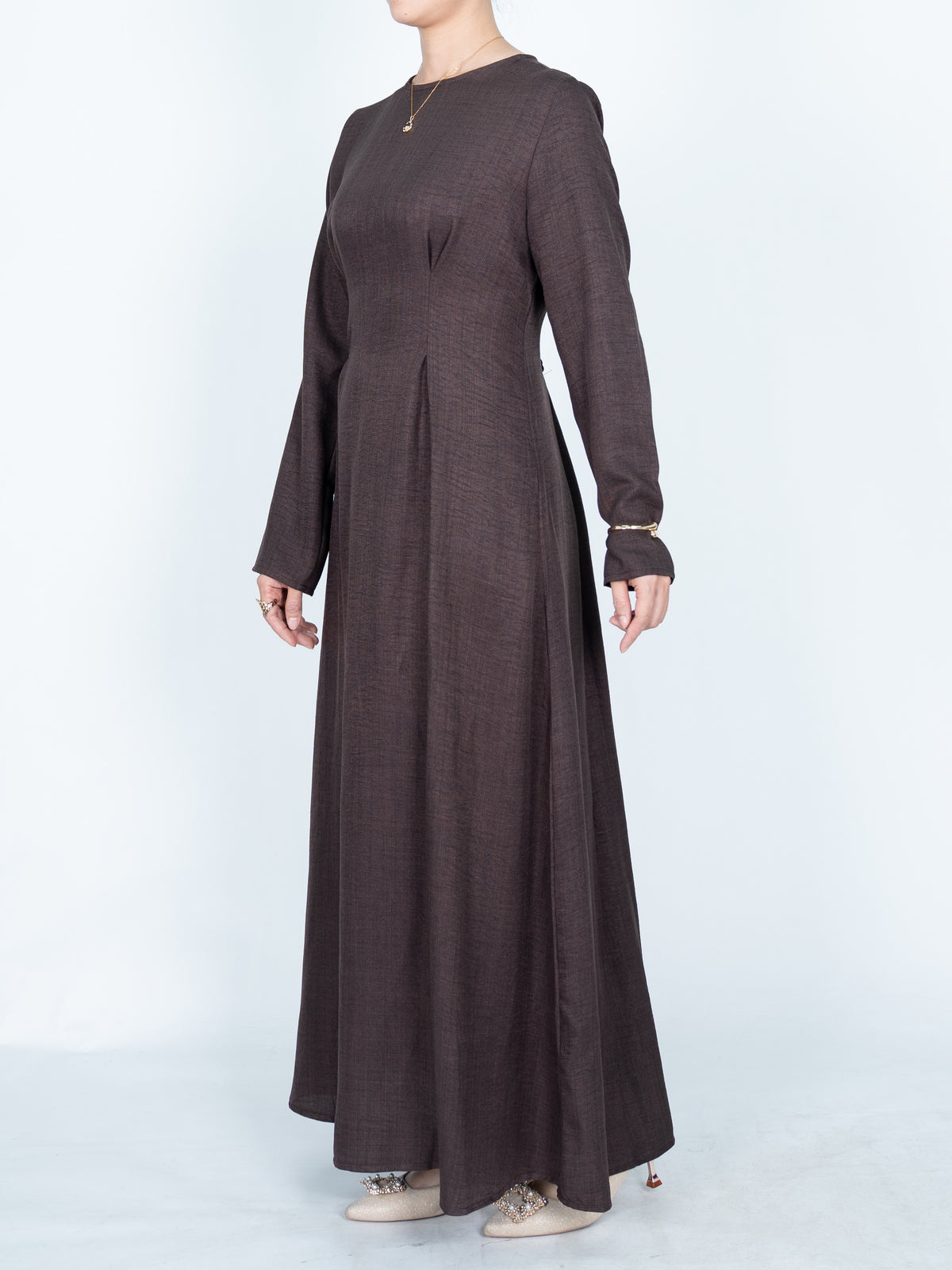FUMIDAR Mariam Lace-Back Maxi Dress in Brown — view 4