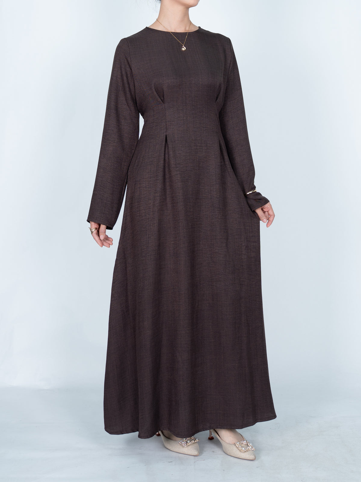 FUMIDAR Mariam Lace-Back Maxi Dress in Brown — view 6