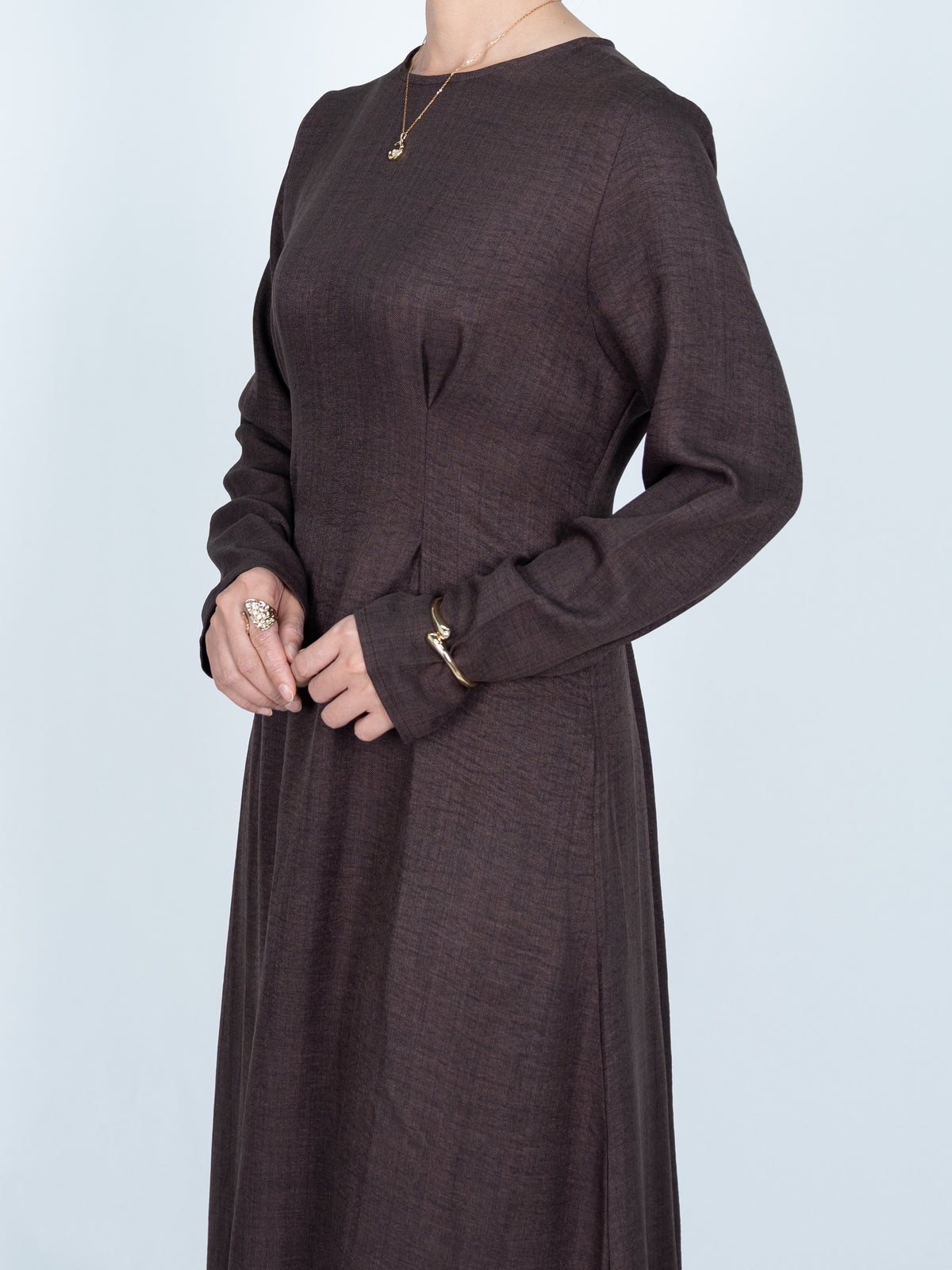 FUMIDAR Mariam Lace-Back Maxi Dress in Brown — view 8