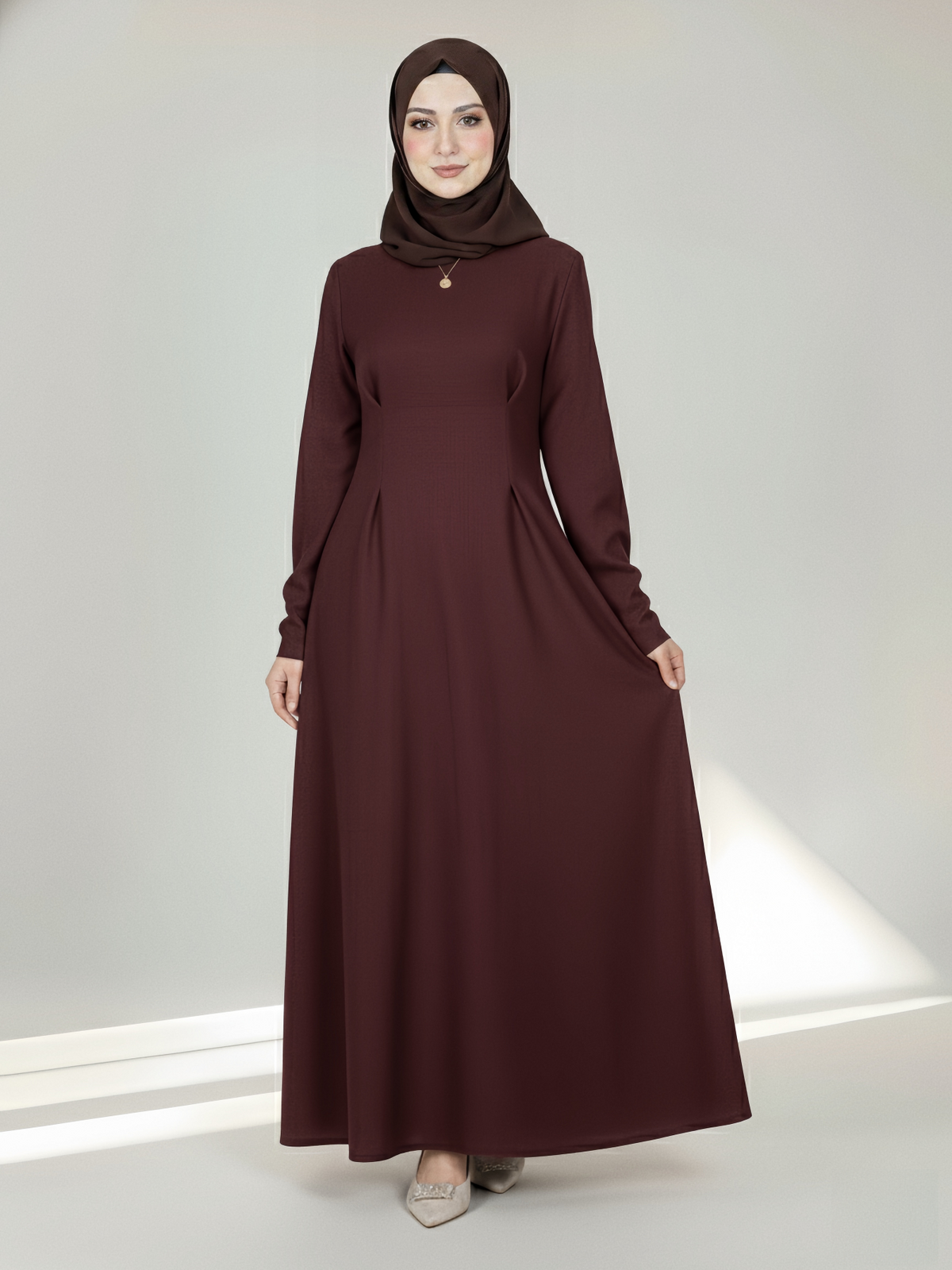 FUMIDAR Mariam Lace-Back Maxi Dress in Burgundy — view 1