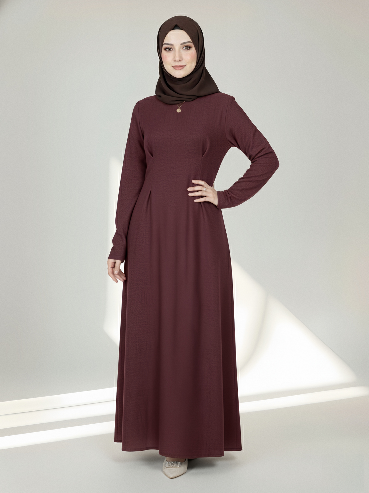 FUMIDAR Mariam Lace-Back Maxi Dress in Burgundy — view 2