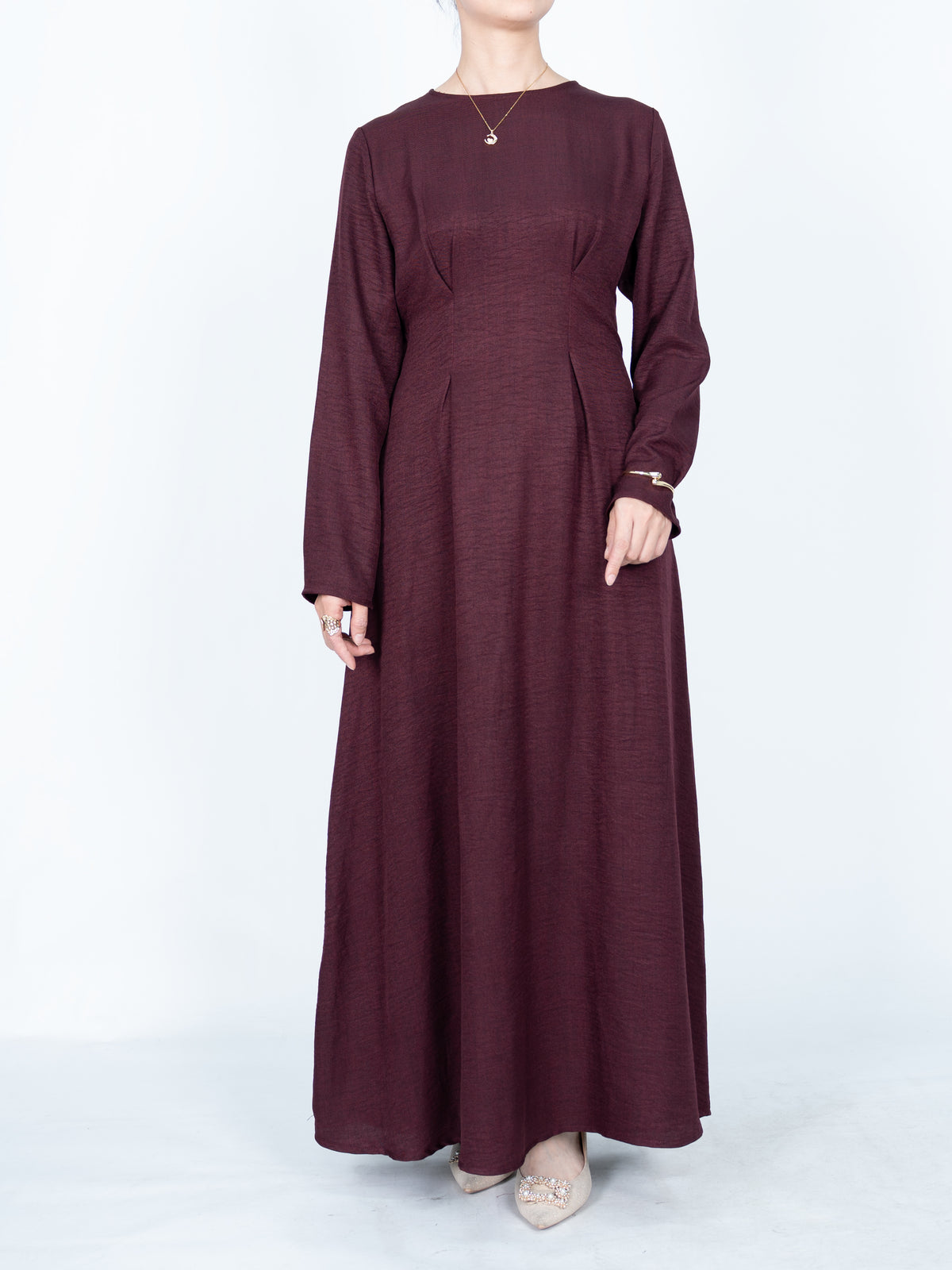 FUMIDAR Mariam Lace-Back Maxi Dress in Burgundy — view 3