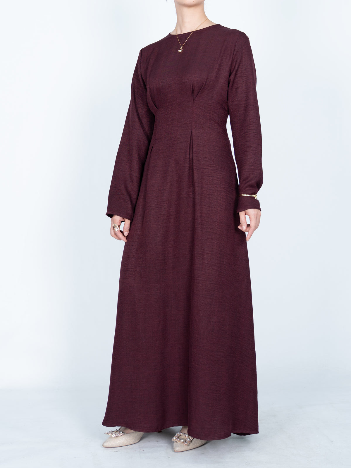 FUMIDAR Mariam Lace-Back Maxi Dress in Burgundy — view 4