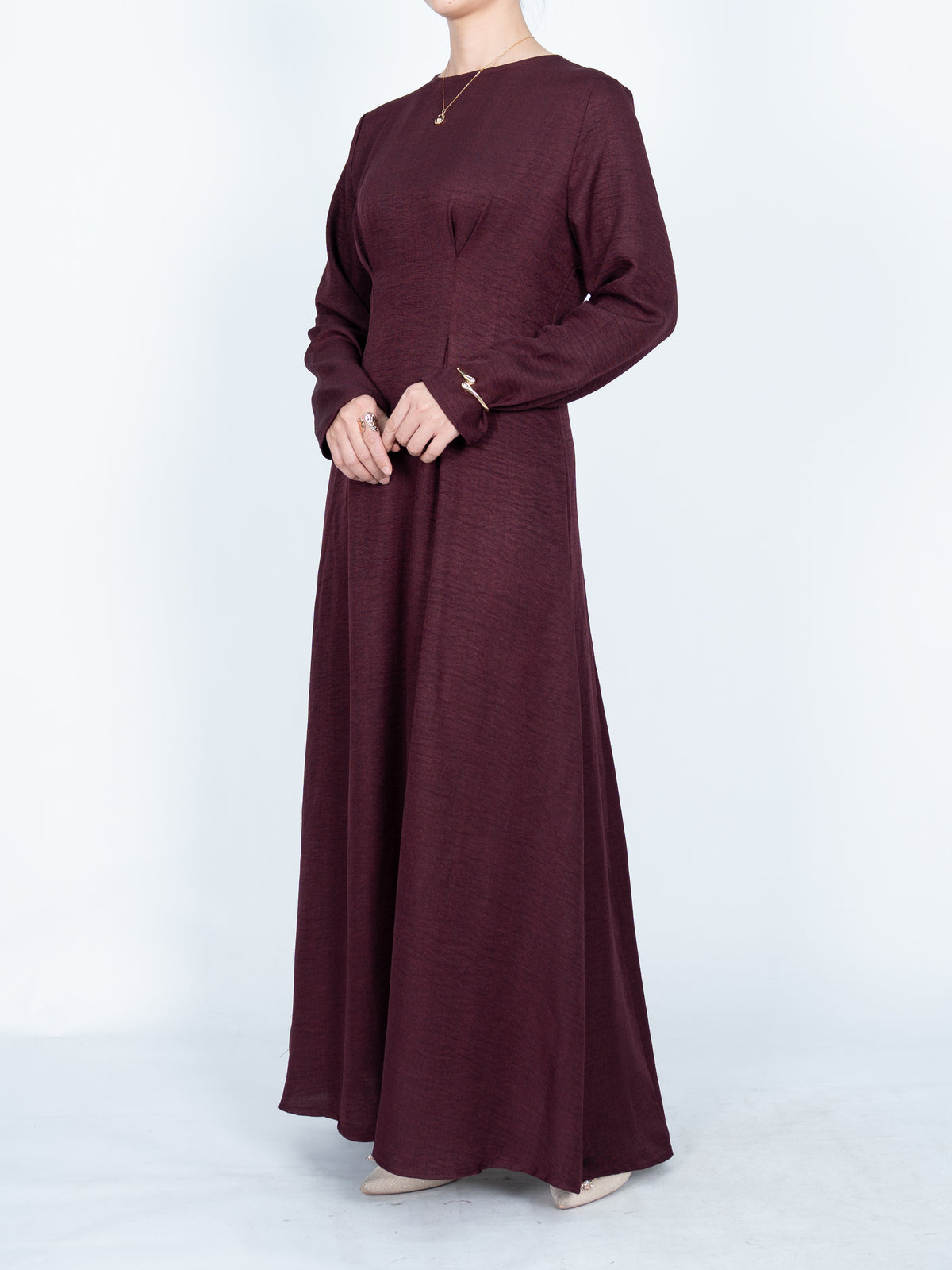 FUMIDAR Mariam Lace-Back Maxi Dress in Burgundy — view 6