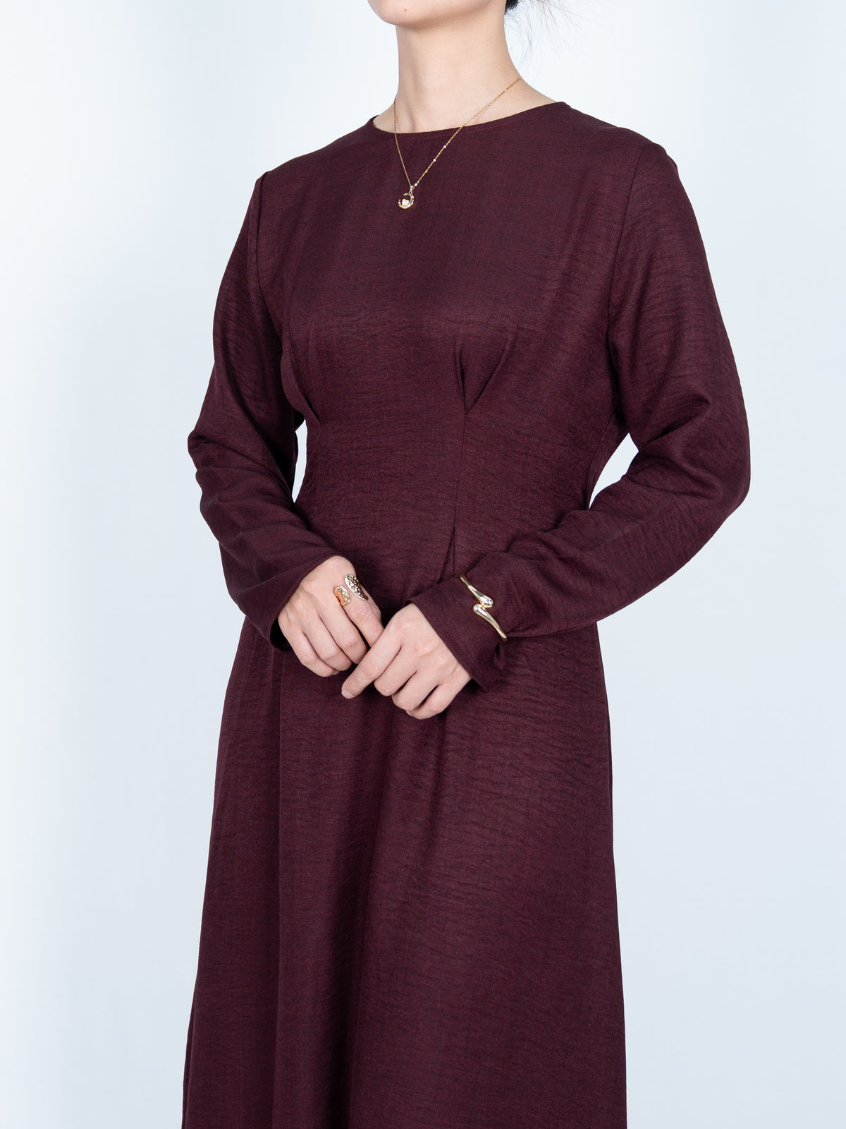 FUMIDAR Mariam Lace-Back Maxi Dress in Burgundy — view 7