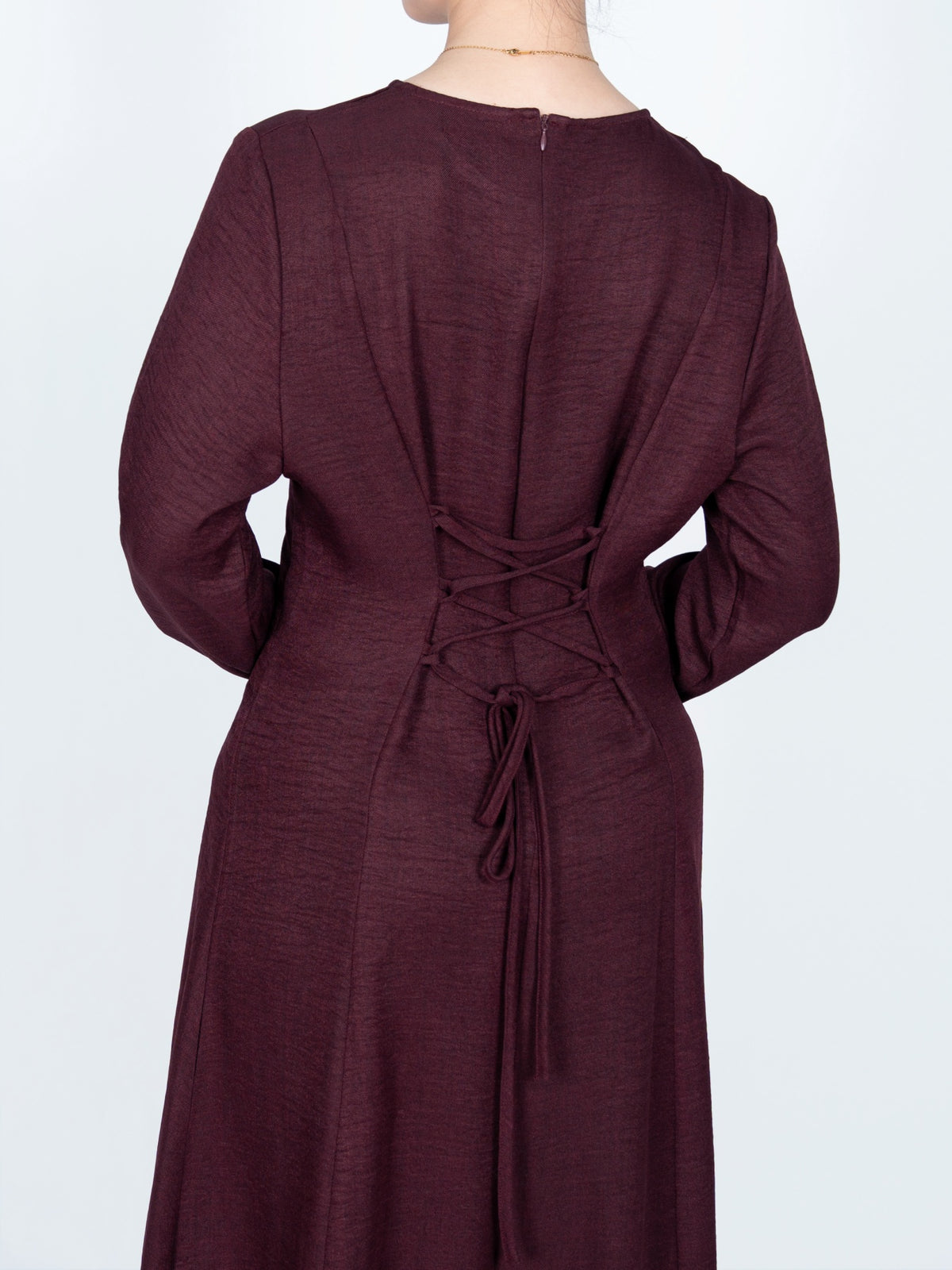 FUMIDAR Mariam Lace-Back Maxi Dress in Burgundy — view 8