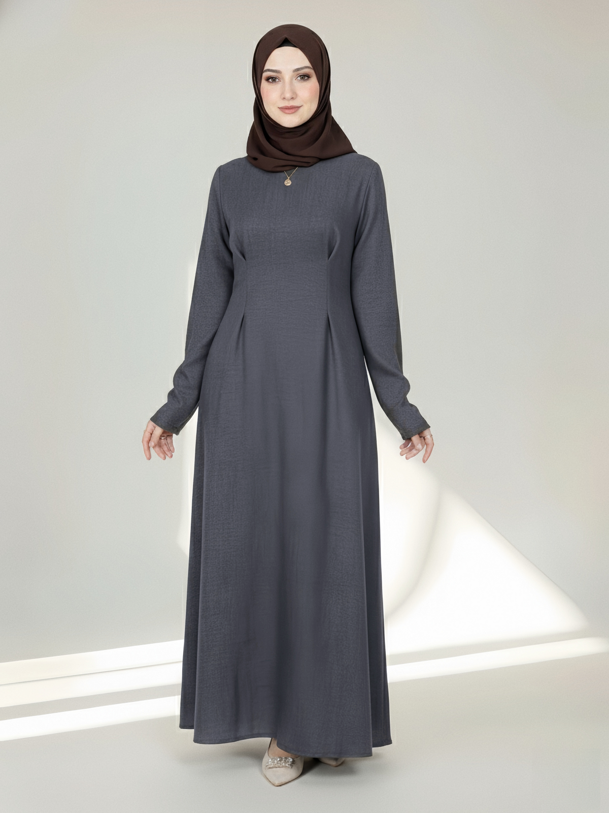 FUMIDAR Mariam Lace-Back Maxi Dress in Charcoal — view 1