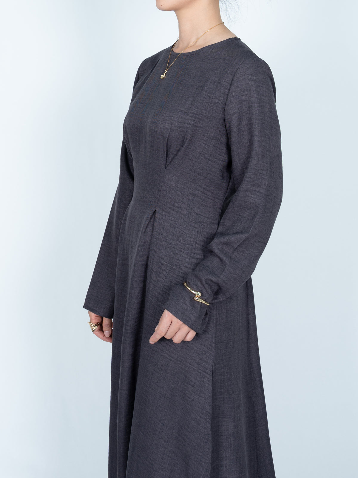 FUMIDAR Mariam Lace-Back Maxi Dress in Charcoal — view 8