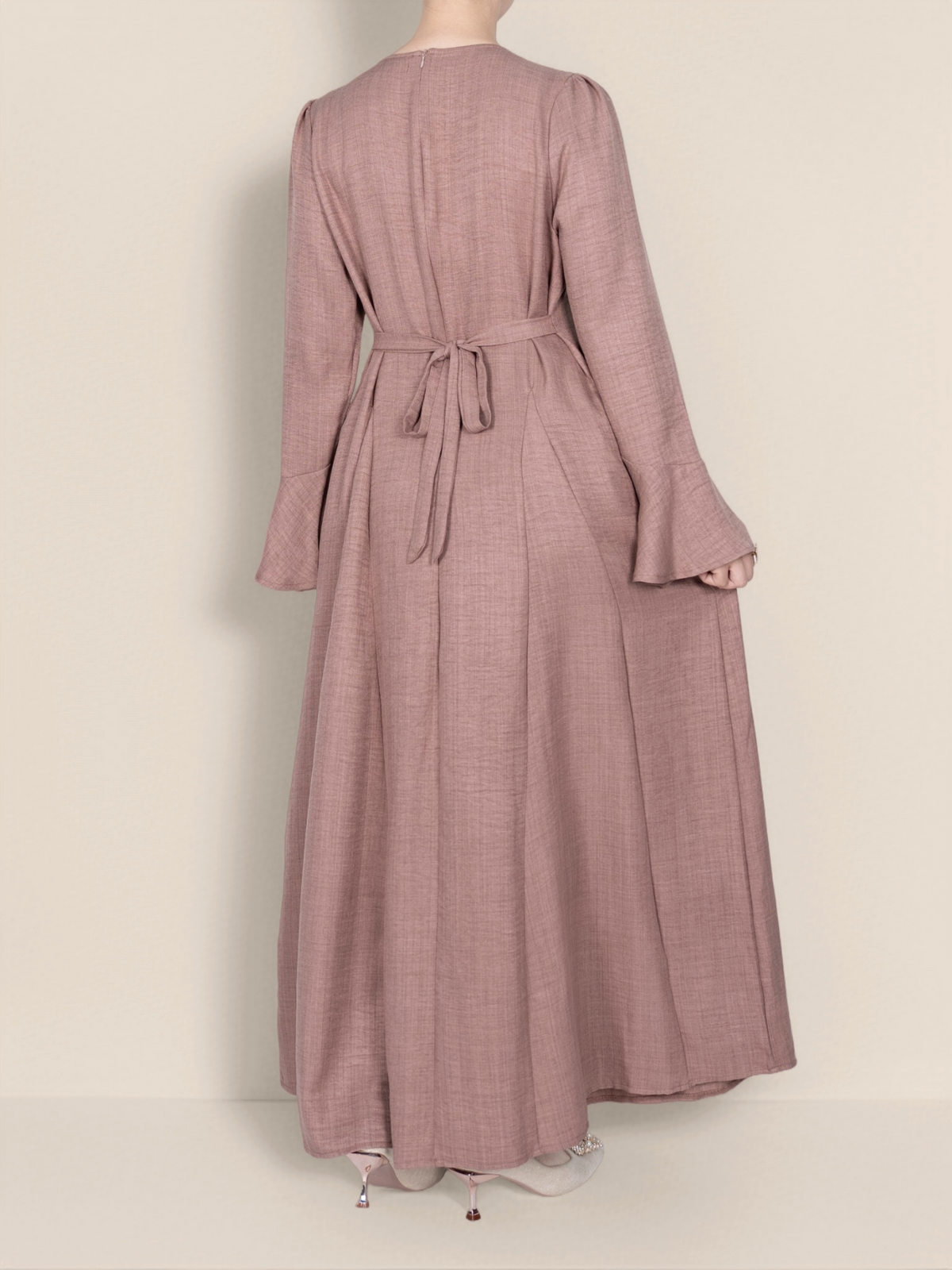 FUMIDAR Huda Button-Front Maxi Dress in Dusty Pink — view 5