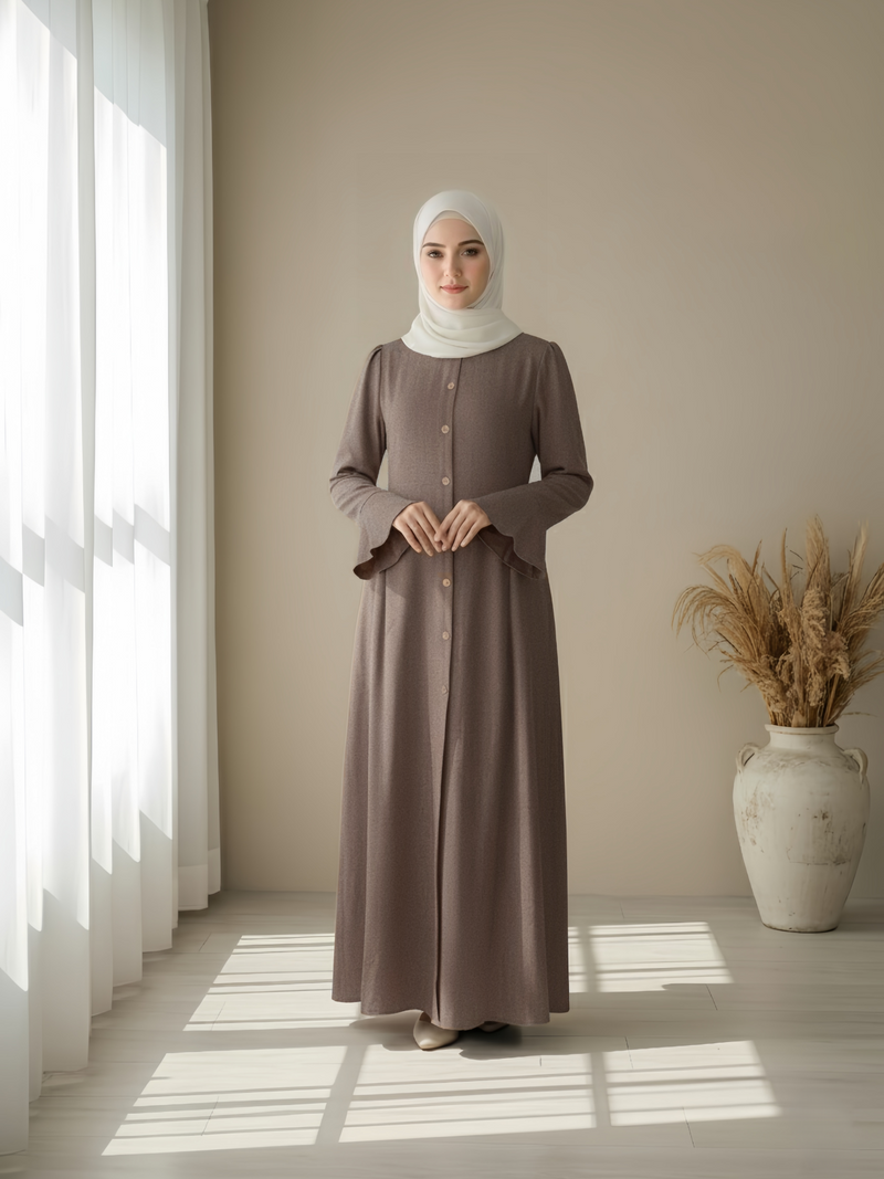 Huda Button-Front Maxi Dress