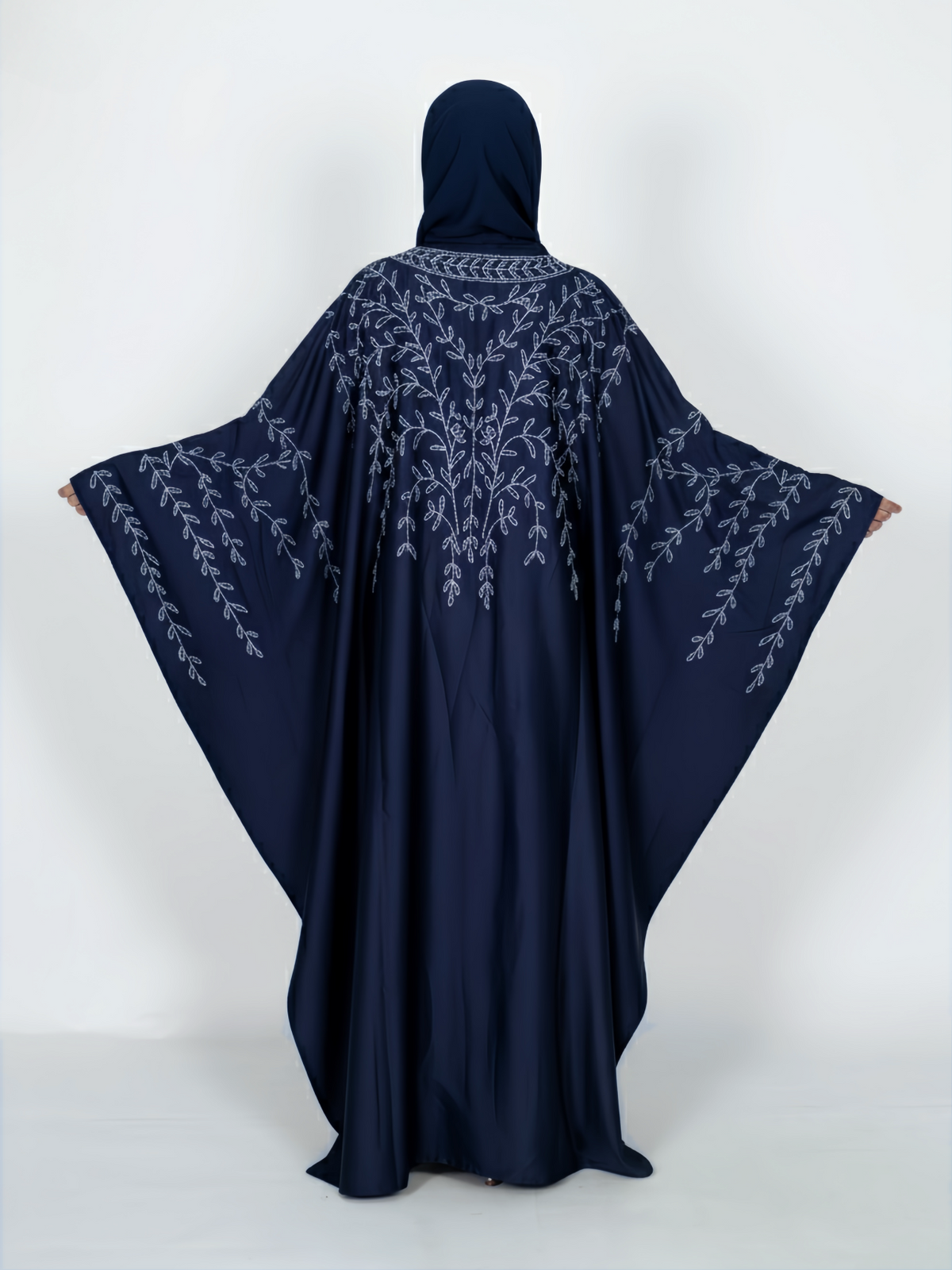 FUMIDAR Soraya Vine-Detail Kaftan in Navy — view 2