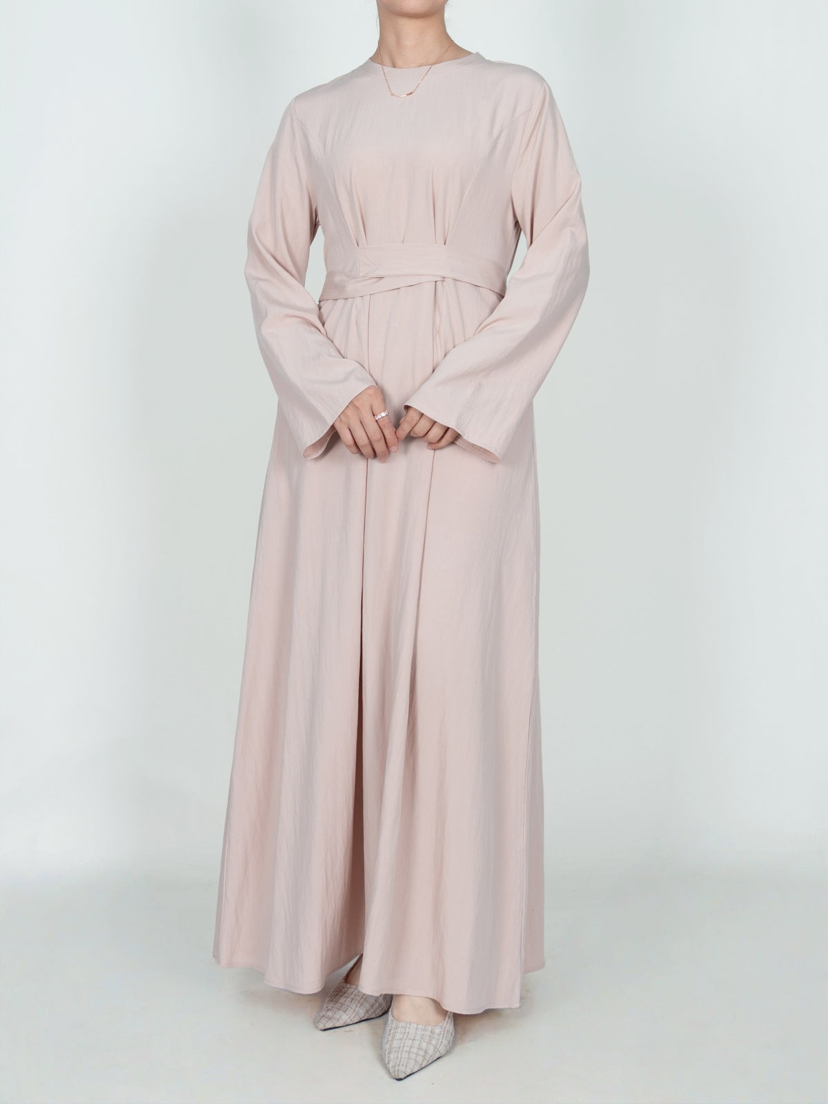 FUMIDAR Nahla Gathered-Waist Maxi Dress in Apricot — view 4