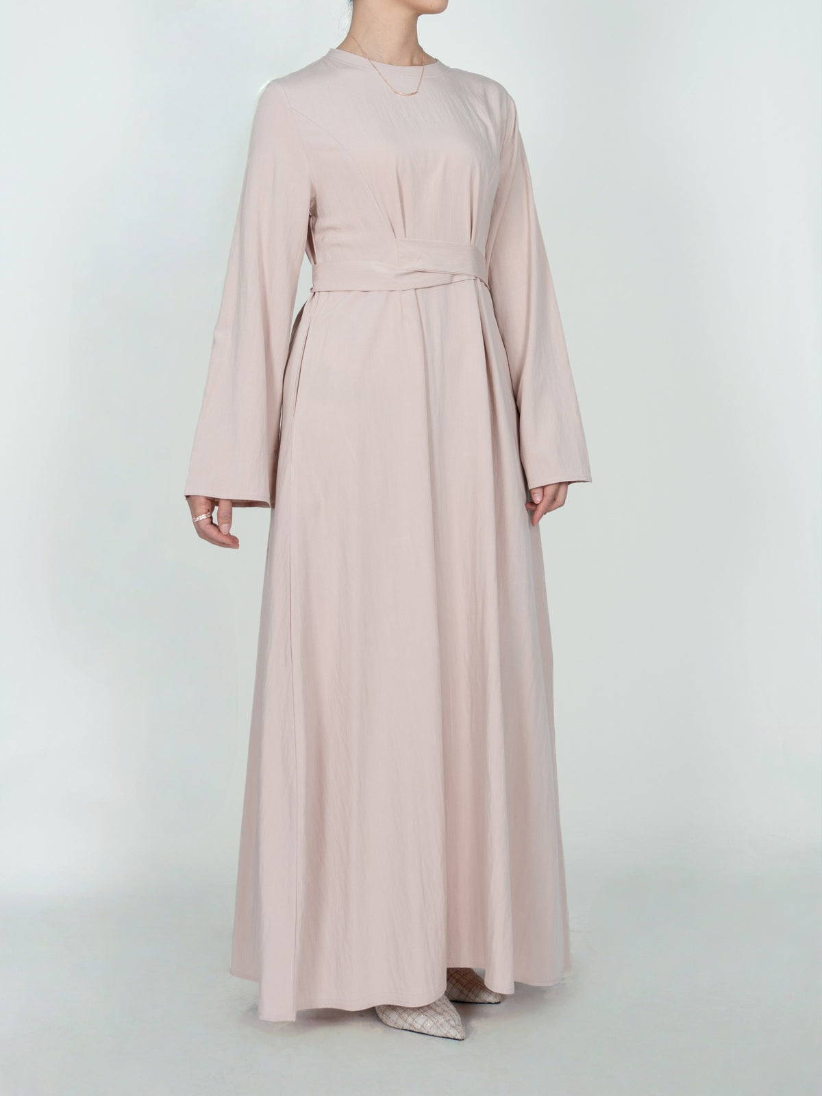 FUMIDAR Nahla Gathered-Waist Maxi Dress in Apricot — view 5