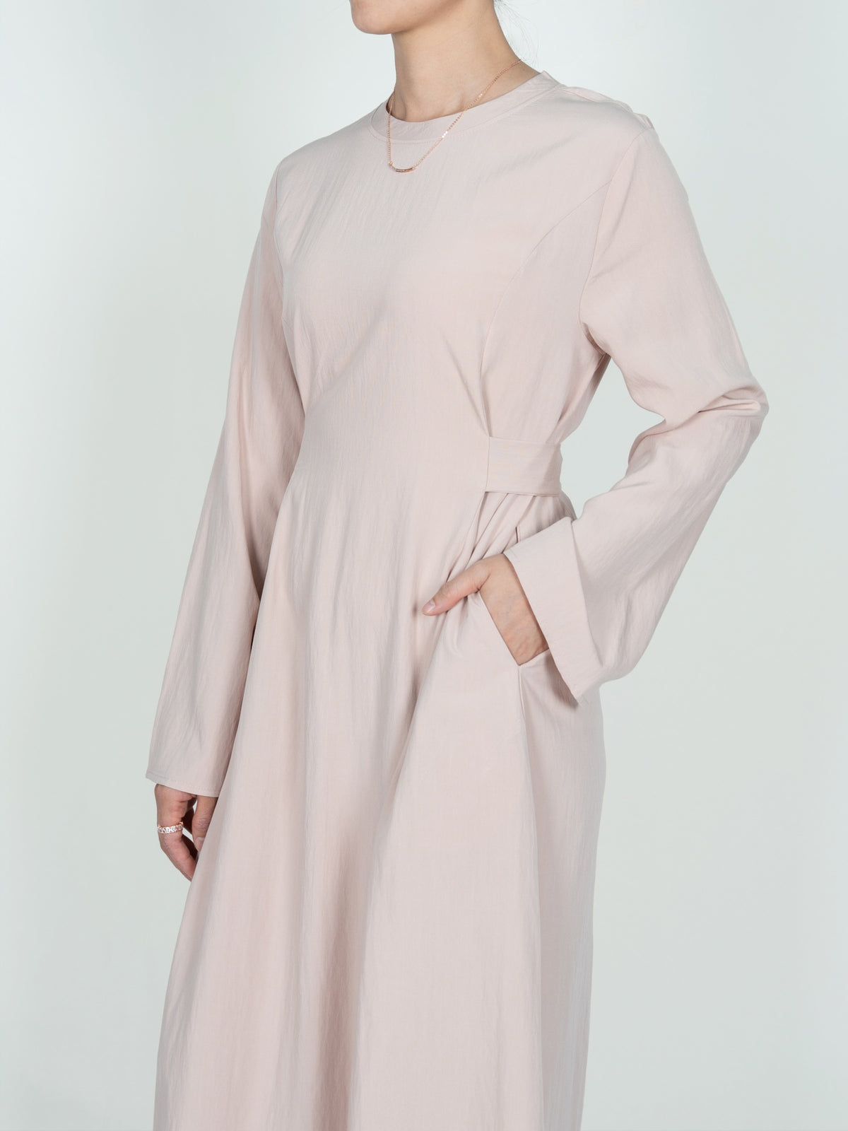 FUMIDAR Nahla Gathered-Waist Maxi Dress in Apricot — view 6