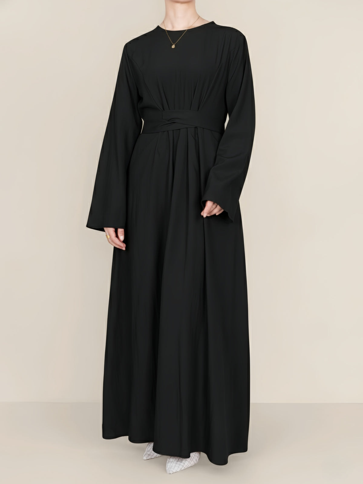 FUMIDAR Nahla Gathered-Waist Maxi Dress in Black — view 4