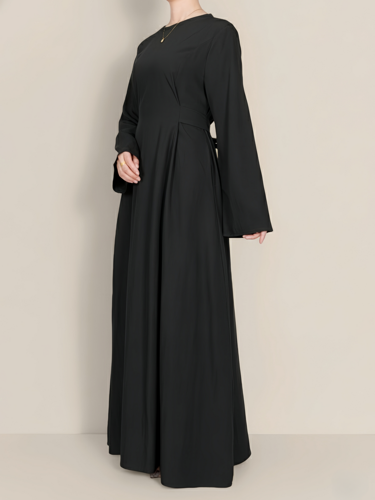 FUMIDAR Nahla Gathered-Waist Maxi Dress in Black — view 6