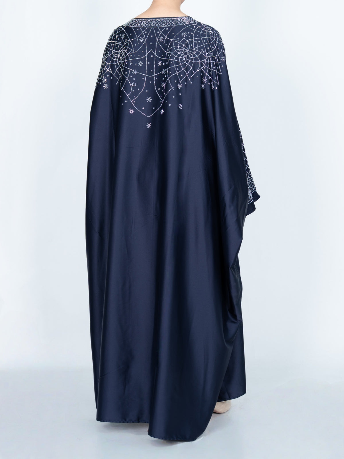 FUMIDAR Amal Geometric-Detail Kaftan in Navy — view 5