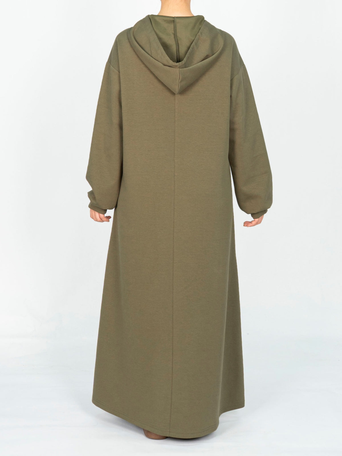 FUMIDAR Zaina Hooded Maxi Dress in Army Green — view 8