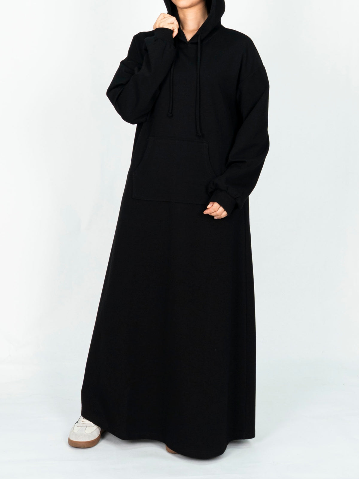 FUMIDAR Zaina Hooded Maxi Dress in Black — view 6