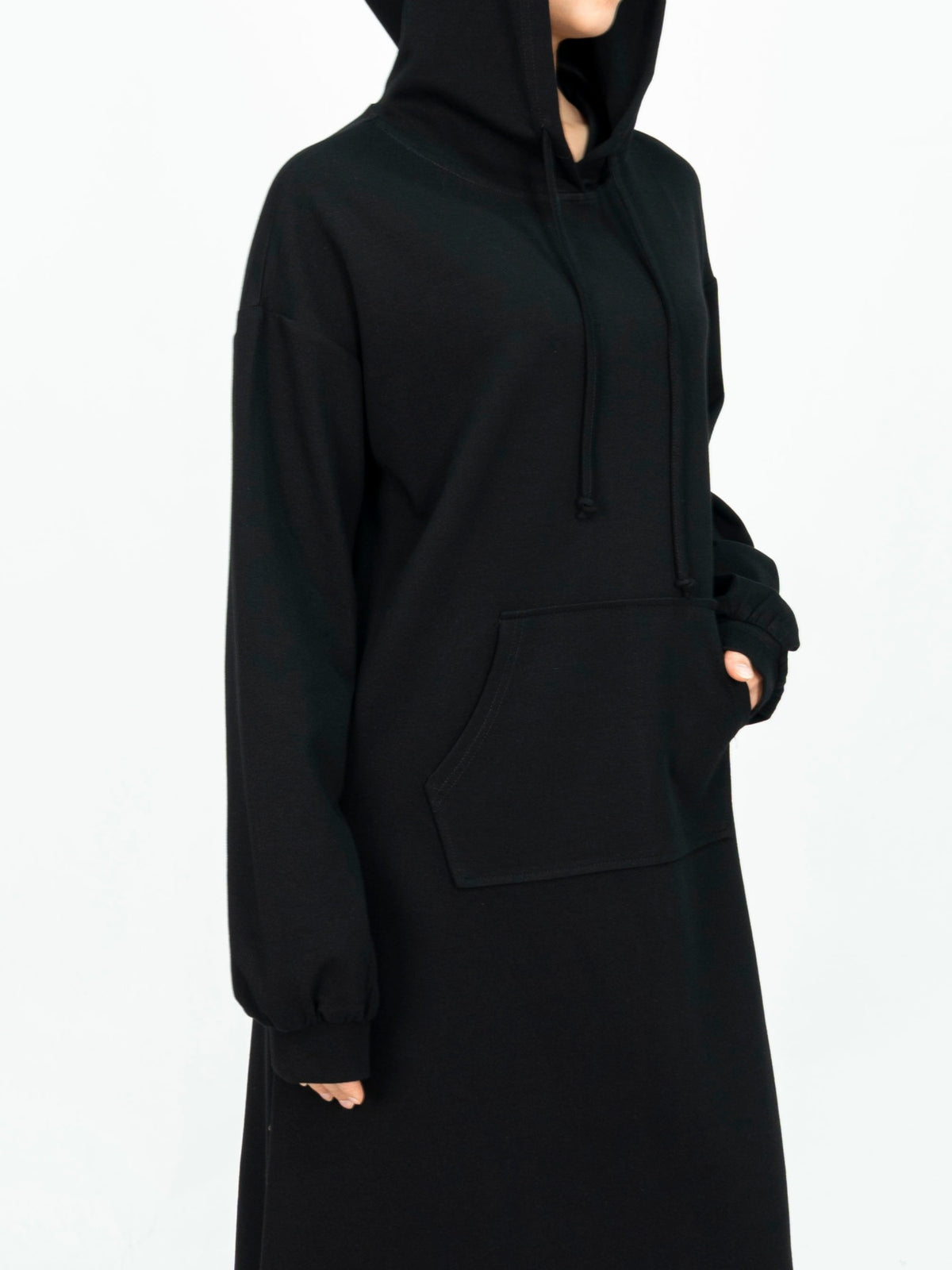 FUMIDAR Zaina Hooded Maxi Dress in Black — view 7