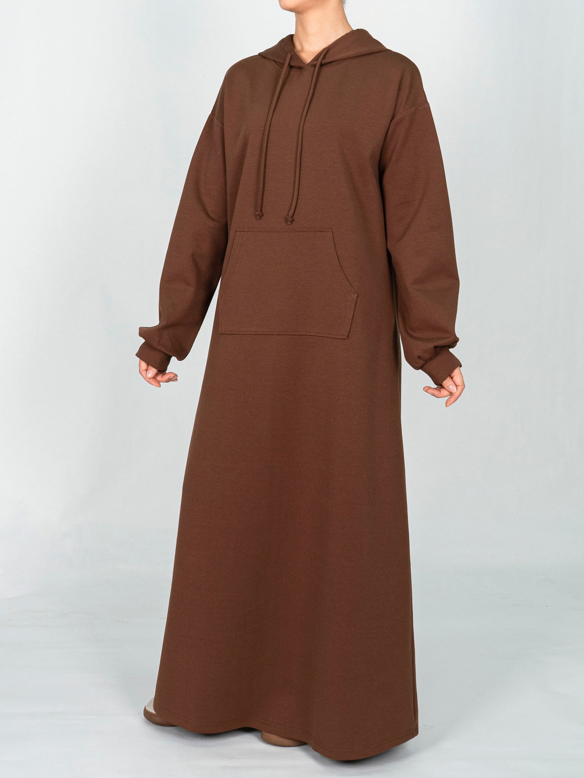 FUMIDAR Zaina Hooded Maxi Dress in Brown — view 3