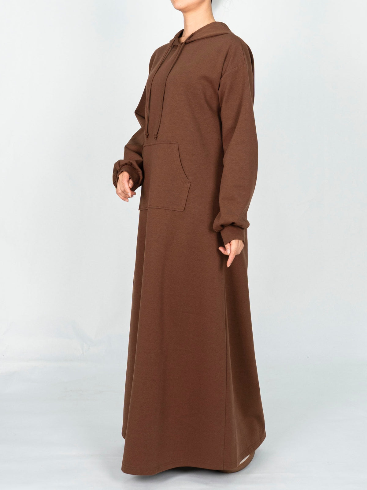 FUMIDAR Zaina Hooded Maxi Dress in Brown — view 4