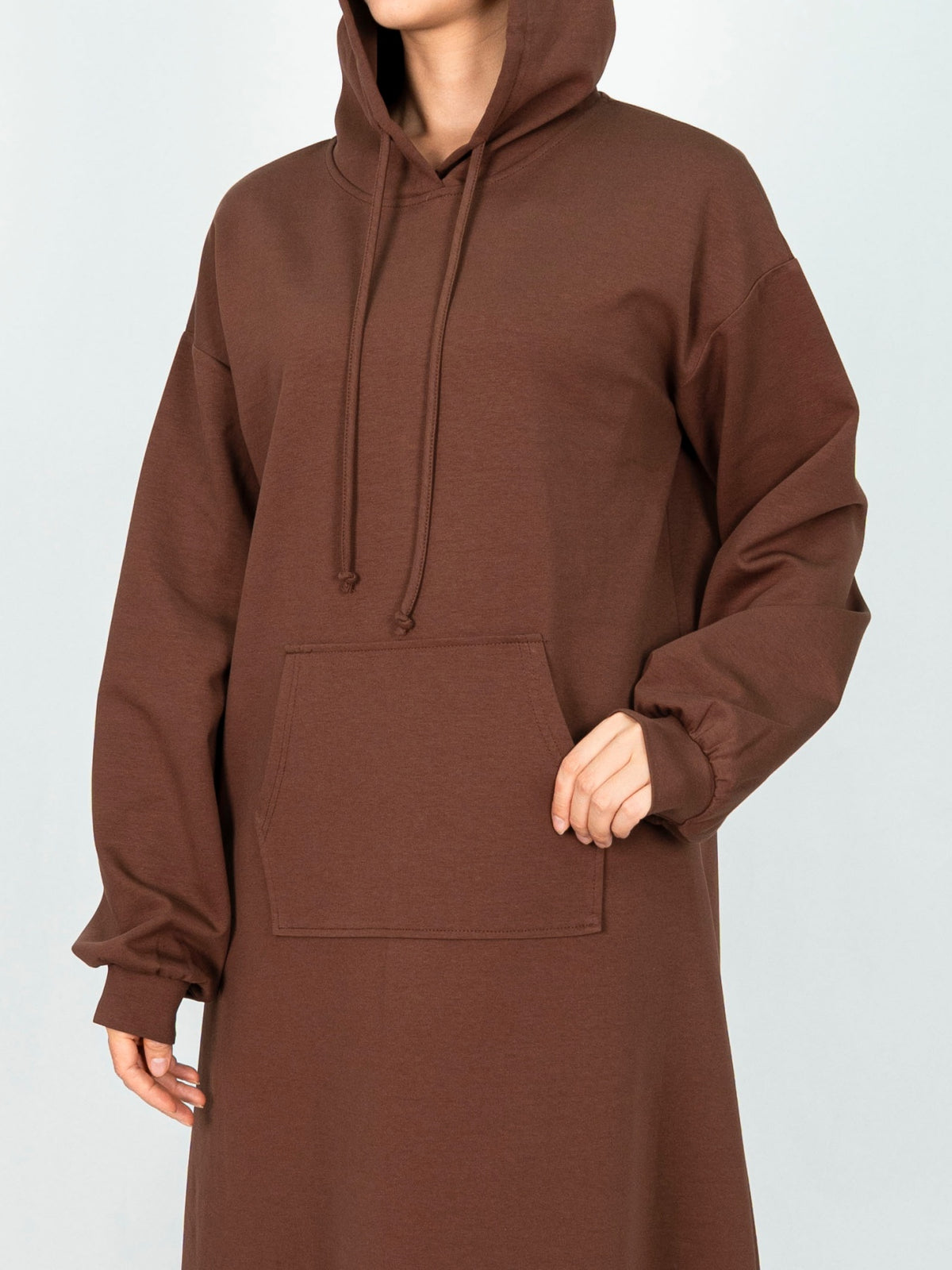 FUMIDAR Zaina Hooded Maxi Dress in Brown — view 6