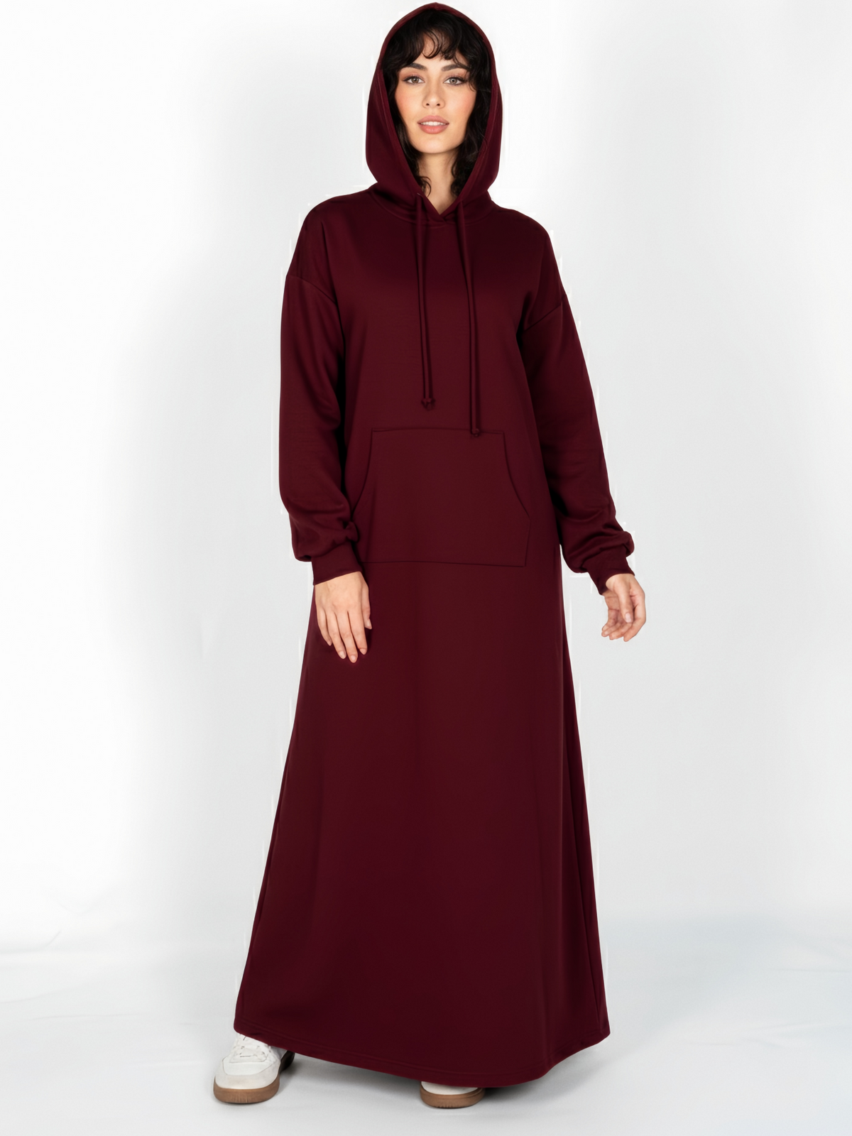 FUMIDAR Zaina Hooded Maxi Dress in Burgundy — view 1