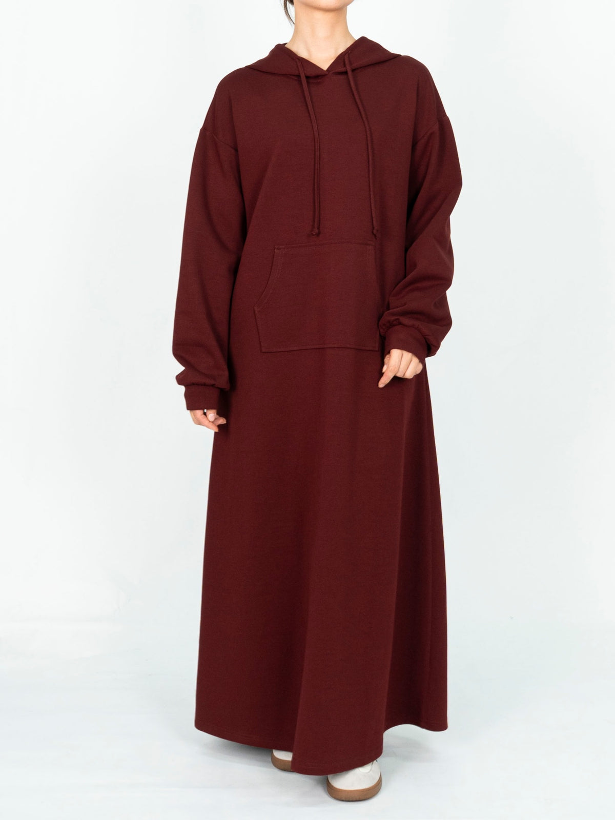 FUMIDAR Zaina Hooded Maxi Dress in Burgundy — view 3