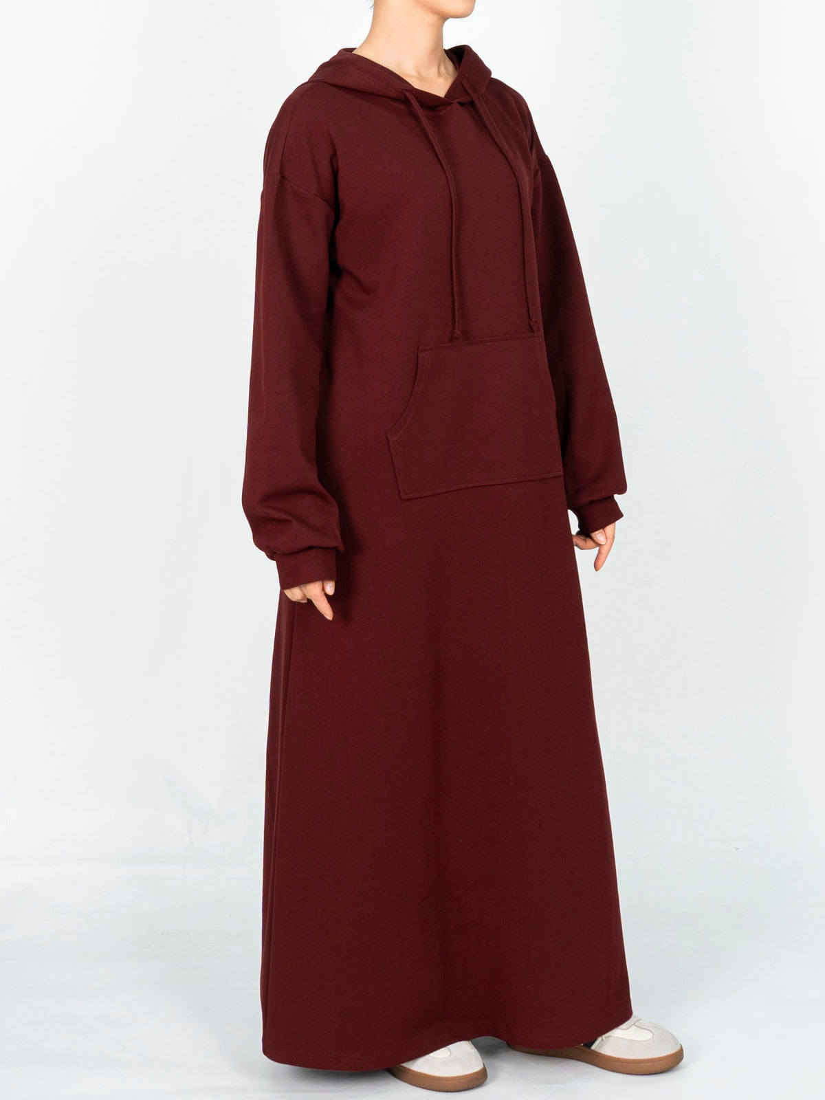 FUMIDAR Zaina Hooded Maxi Dress in Burgundy — view 4