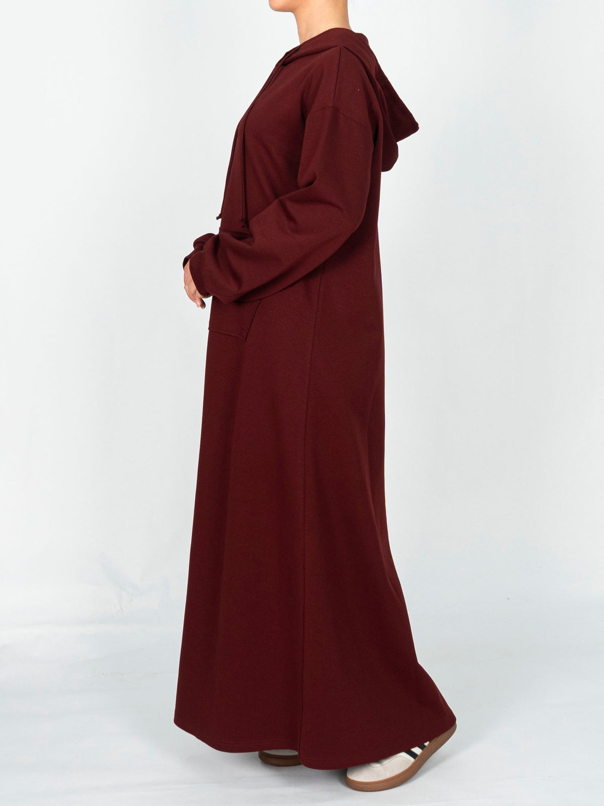 FUMIDAR Zaina Hooded Maxi Dress in Burgundy — view 5