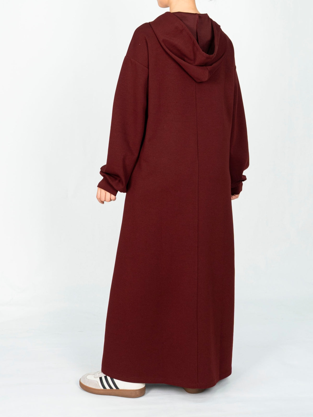 FUMIDAR Zaina Hooded Maxi Dress in Burgundy — view 6